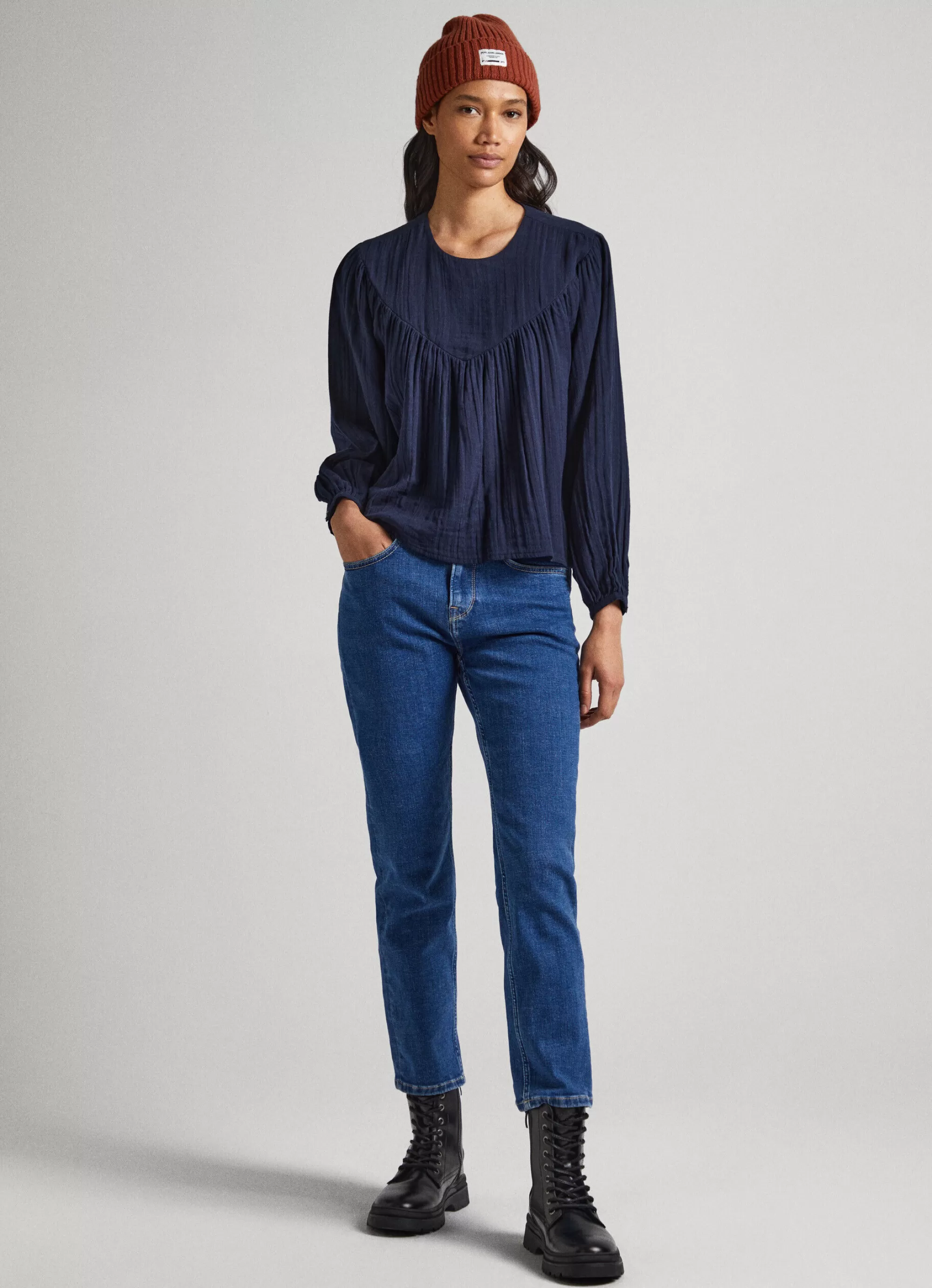 Mulher Pepe Jeans Camisas E Blusas>Blusa Algodao Waffle