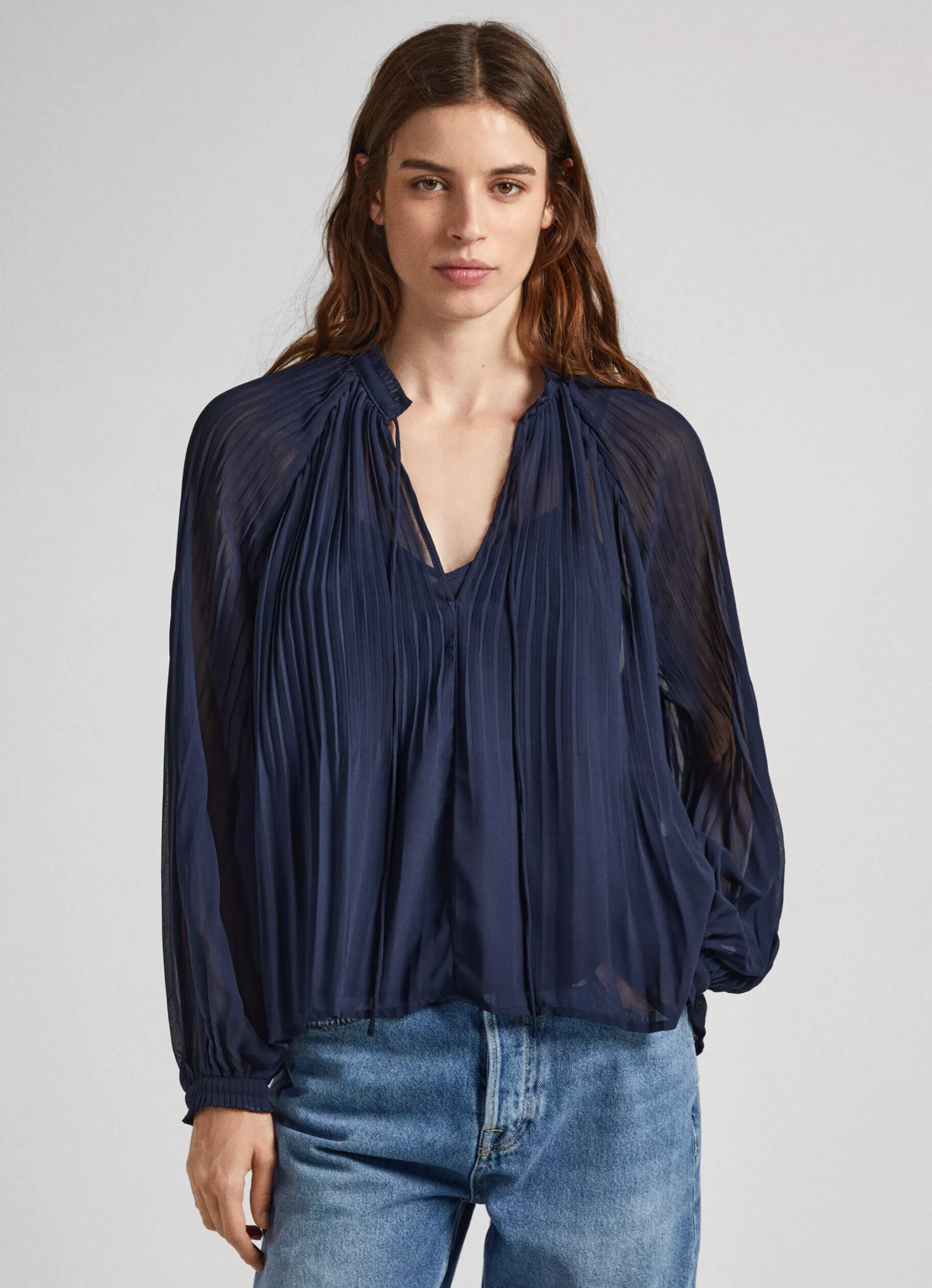 Mulher Pepe Jeans Camisas E Blusas>Blusa De Chiffon Plissada