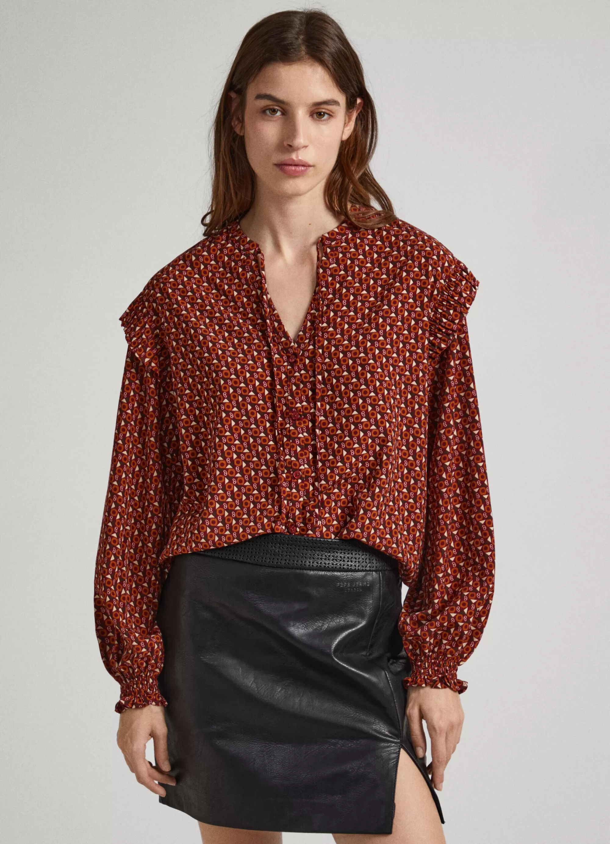 Mulher Pepe Jeans Camisas E Blusas>Blusa Padrao Geometrico