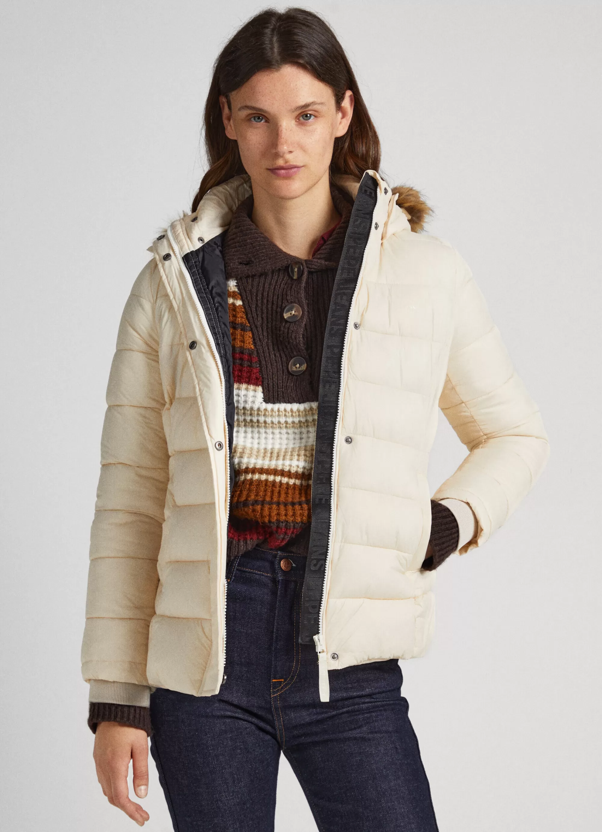 Mulher Pepe Jeans Casaco E Jaquetas>Blusao Detalhe De Pelo No Capuz