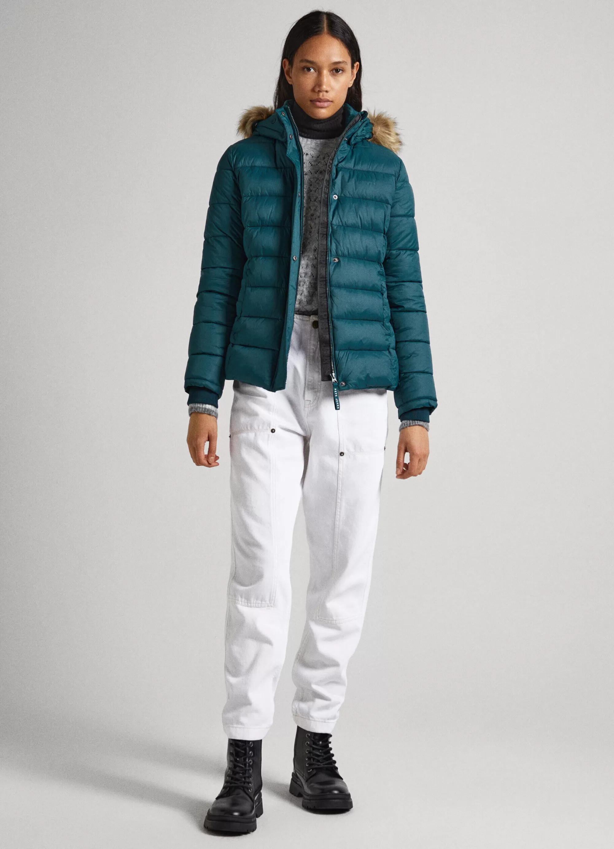 Mulher Pepe Jeans Casaco E Jaquetas>Blusao Detalhe De Pelo No Capuz