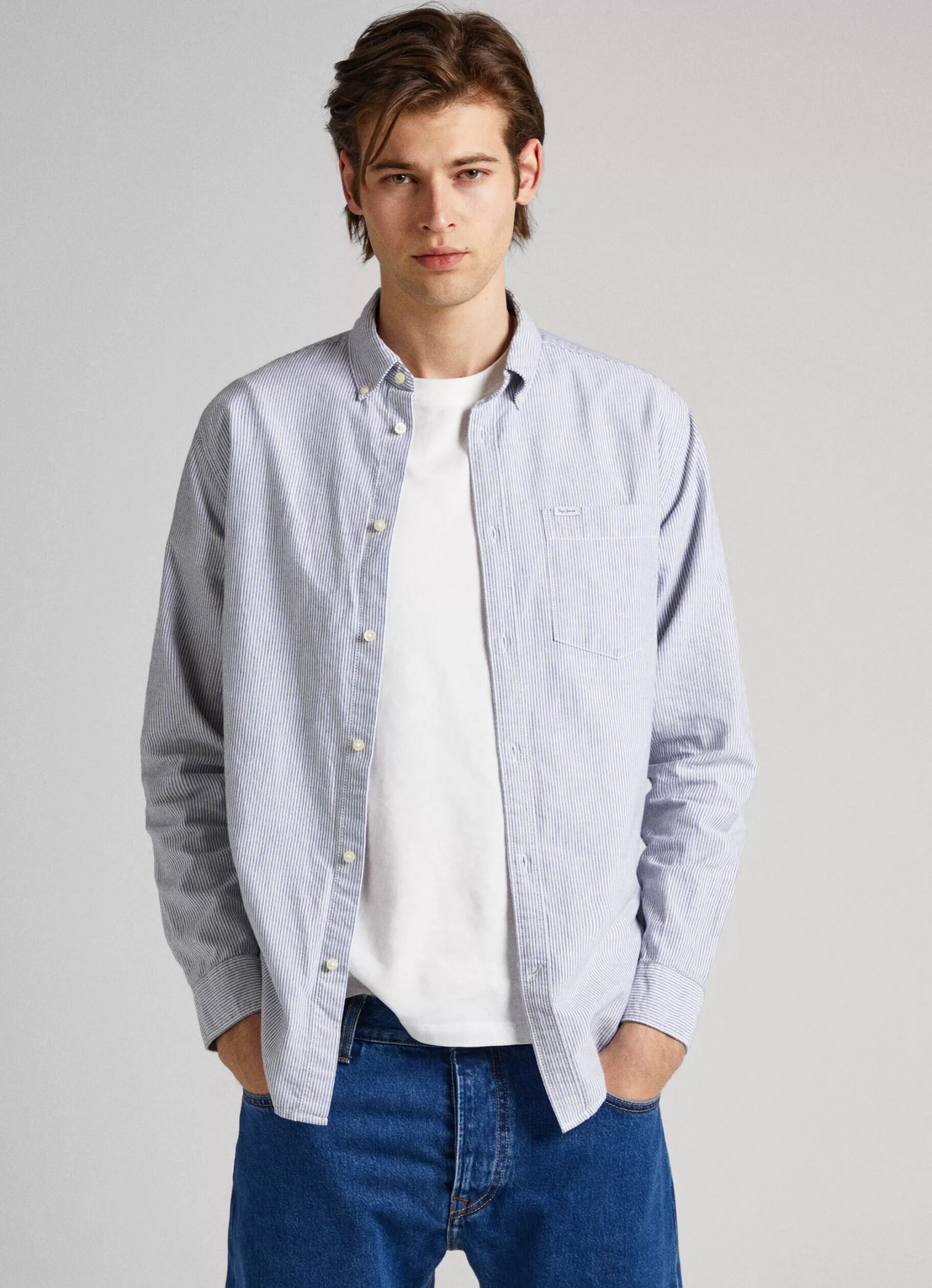 Homem Pepe Jeans Camisas>Camisa Oxford As Riscas Bengala