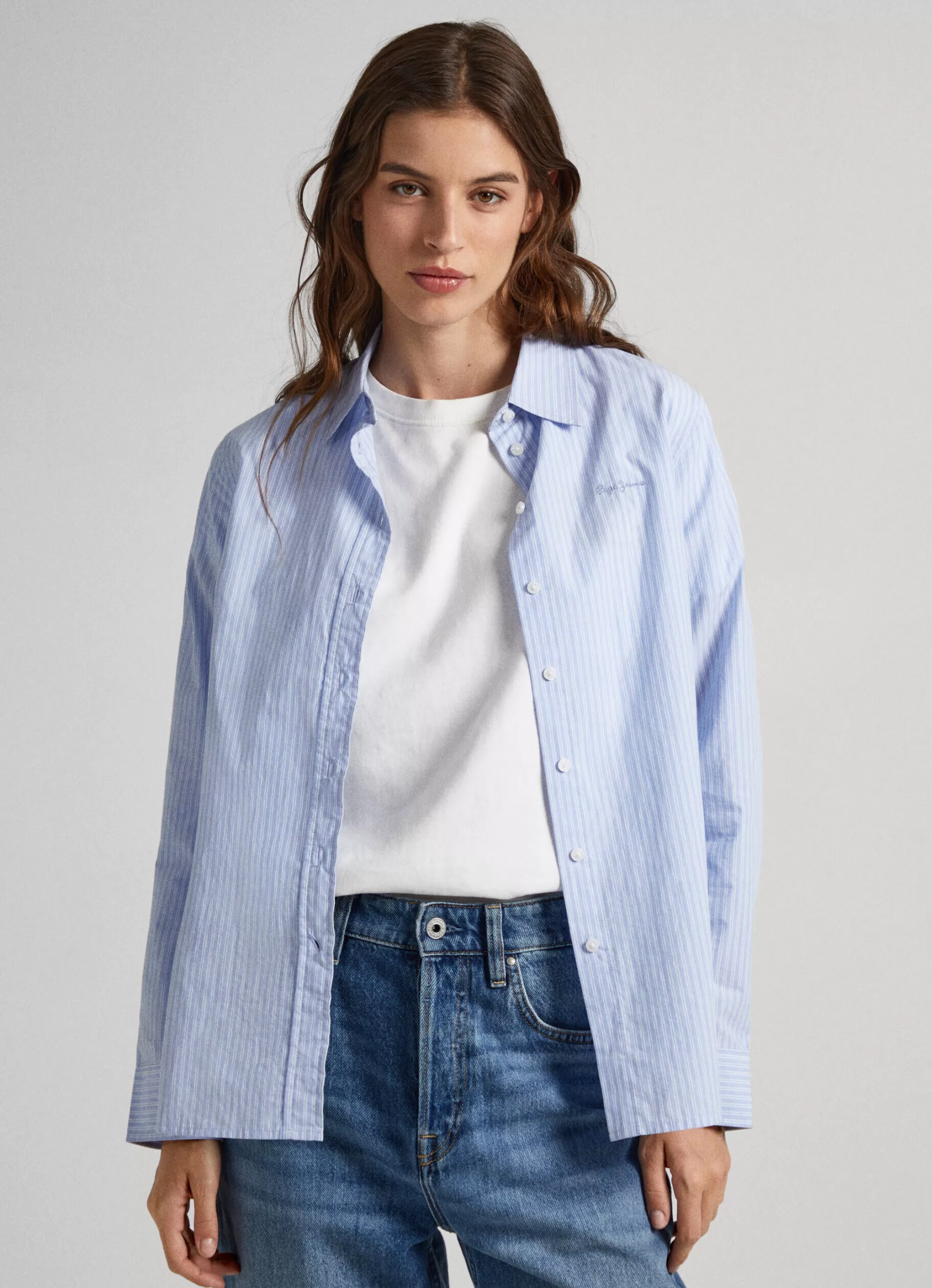 Mulher Pepe Jeans Camisas E Blusas>Camisa Popelina As Riscas