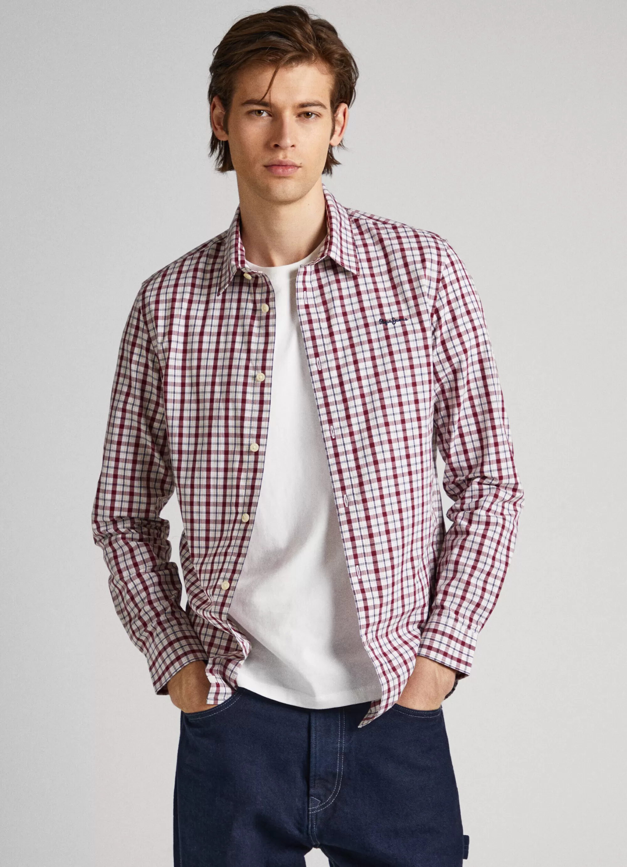 Homem Pepe Jeans Camisas>Camisa Popelina Xadrez Slim Fit