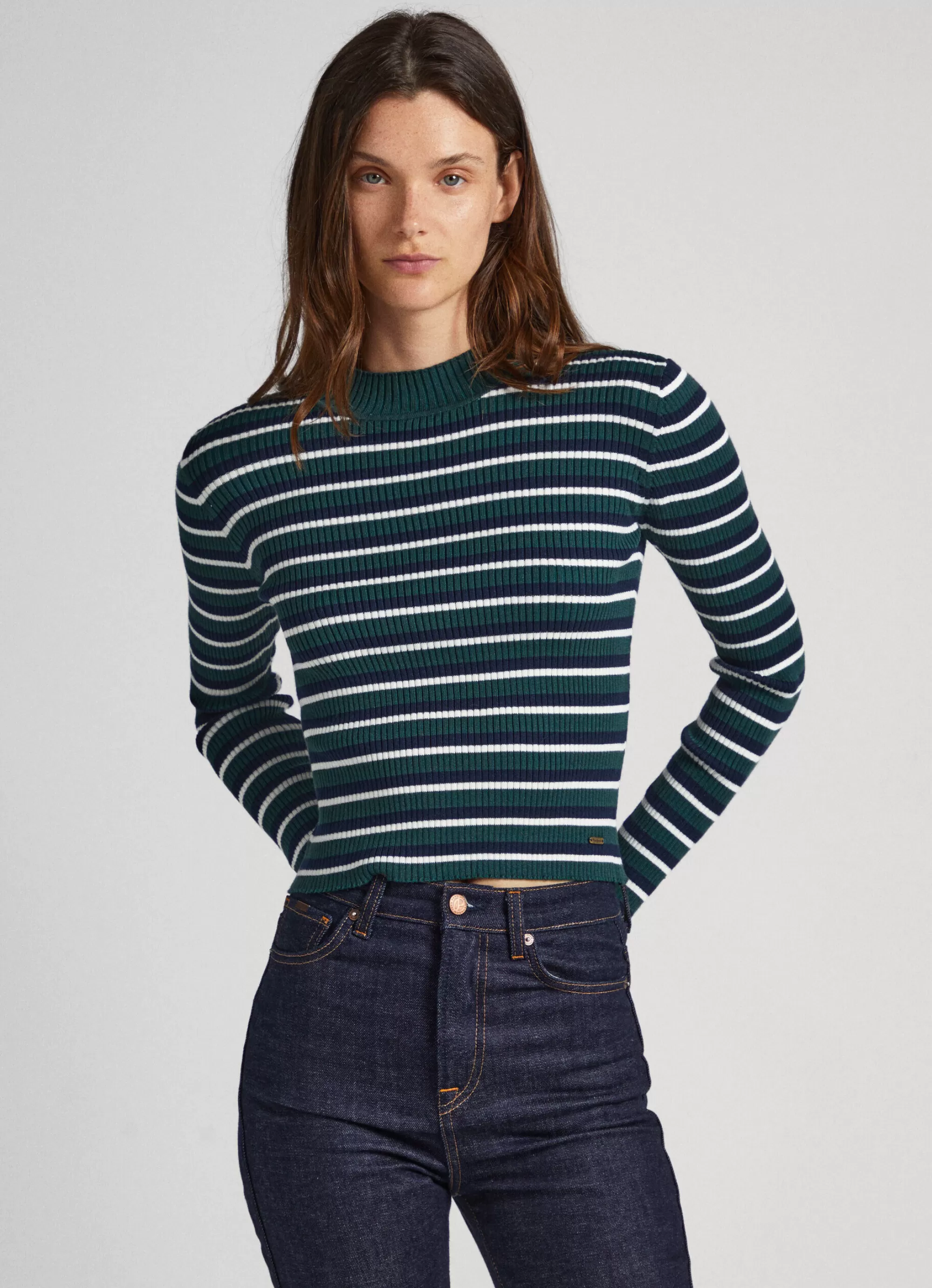 Mulher Pepe Jeans Malhas E Cardigans>Camisola Canelada As Riscas