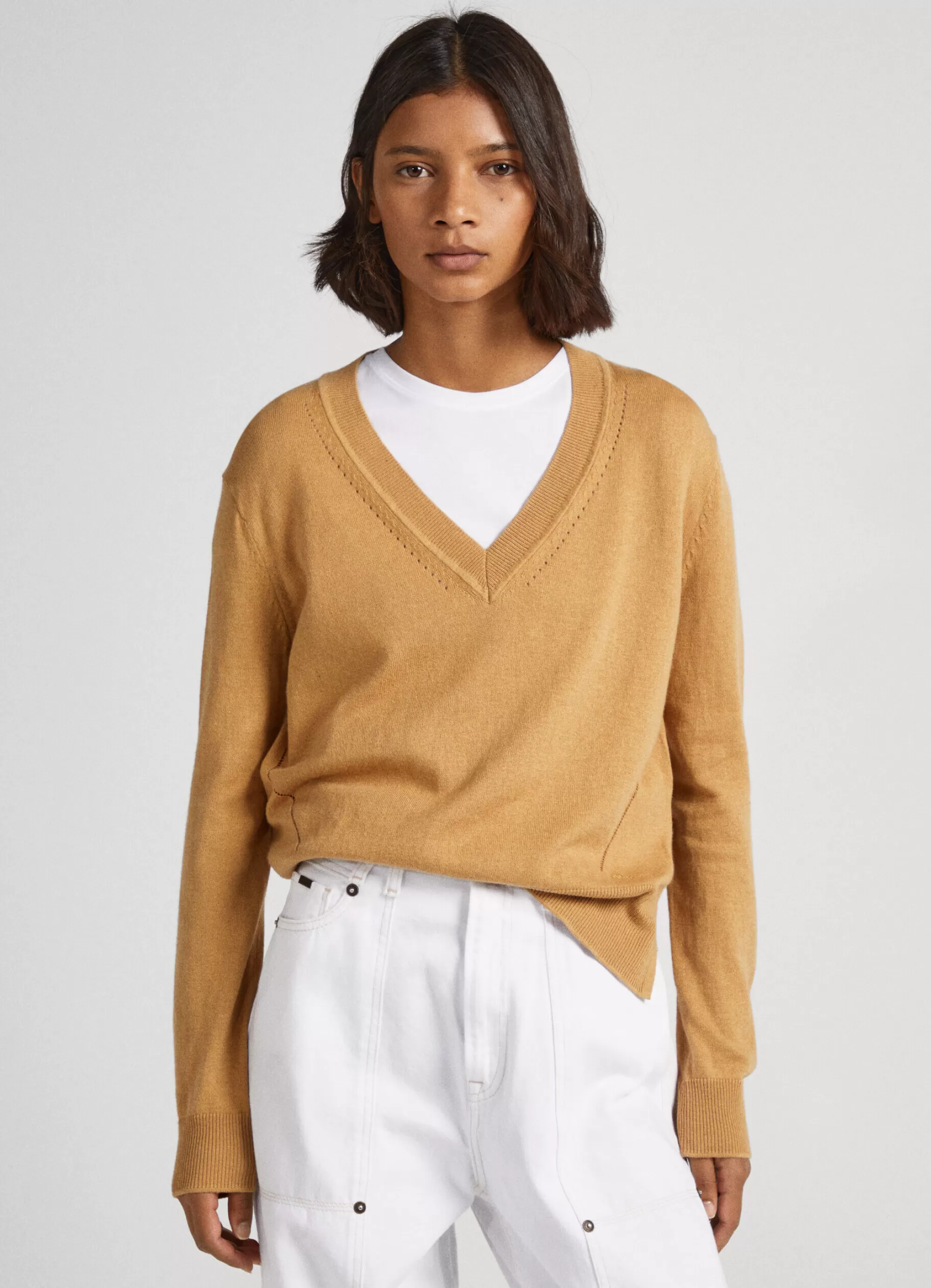 Mulher Pepe Jeans Malhas E Cardigans>Camisola Com Detalhes Abertos