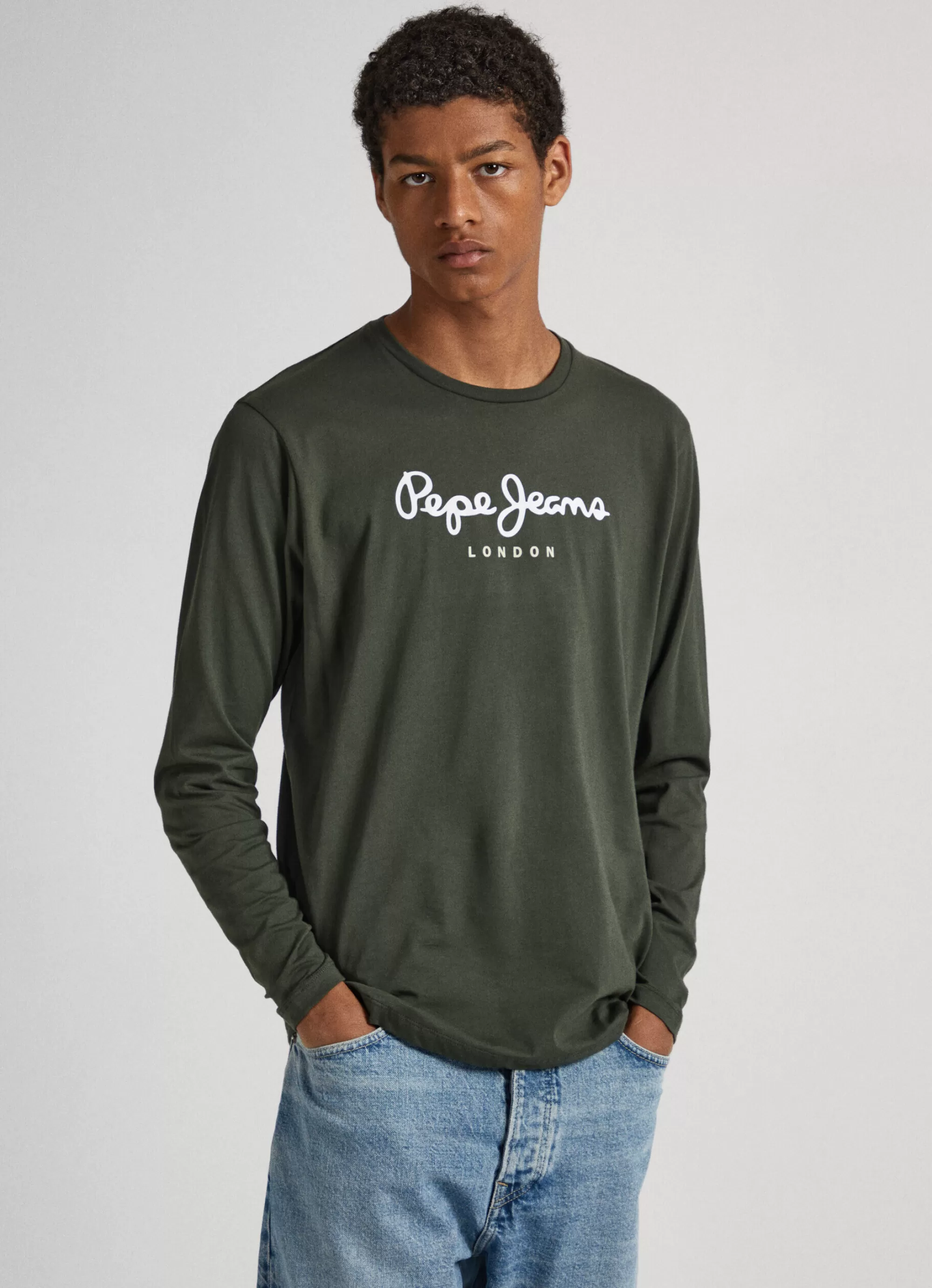 Homem Pepe Jeans T-Shirts>Camisola De Algodao Logo Estampado