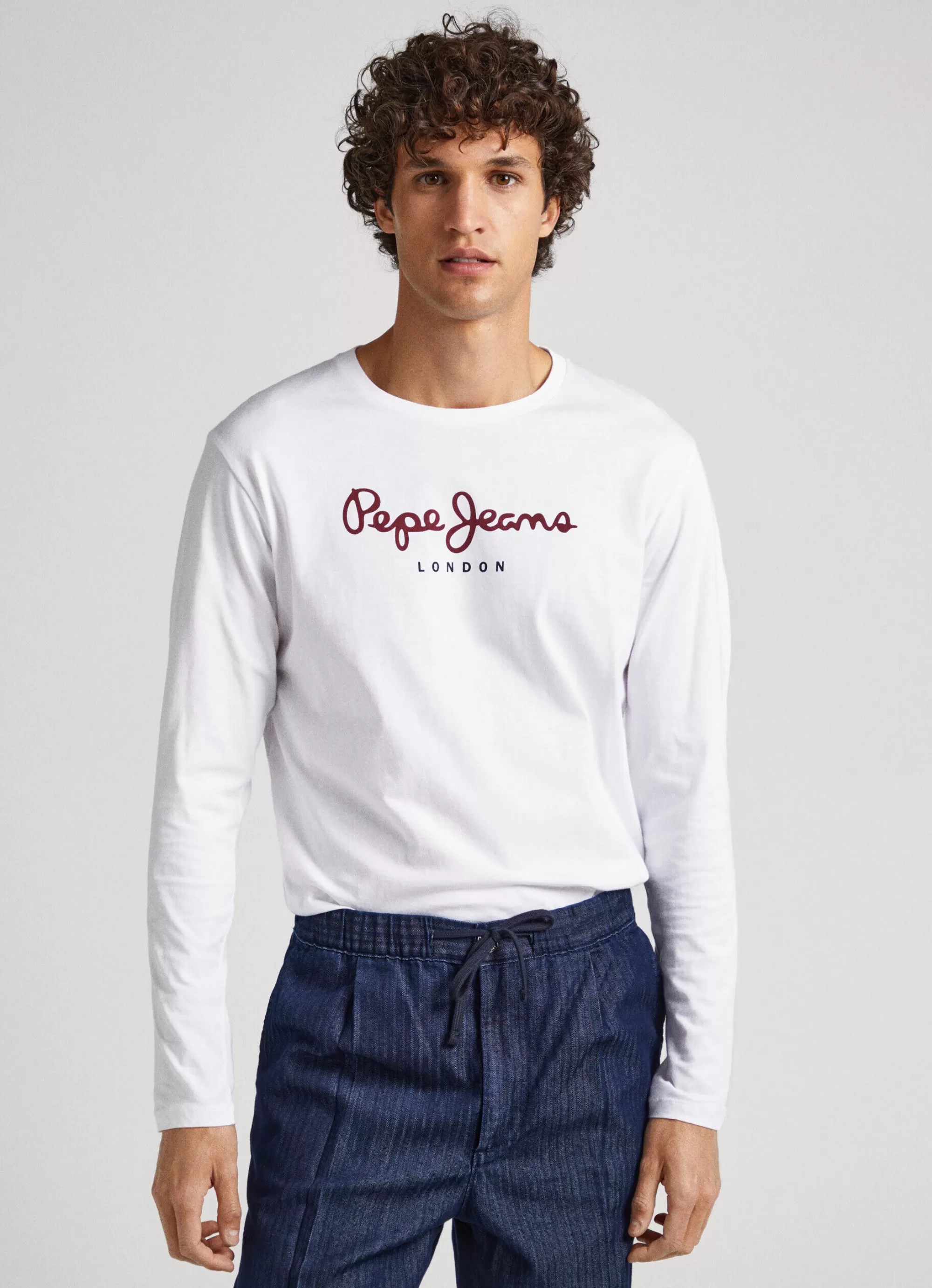 Homem Pepe Jeans T-Shirts>Camisola De Algodao Logo Estampado