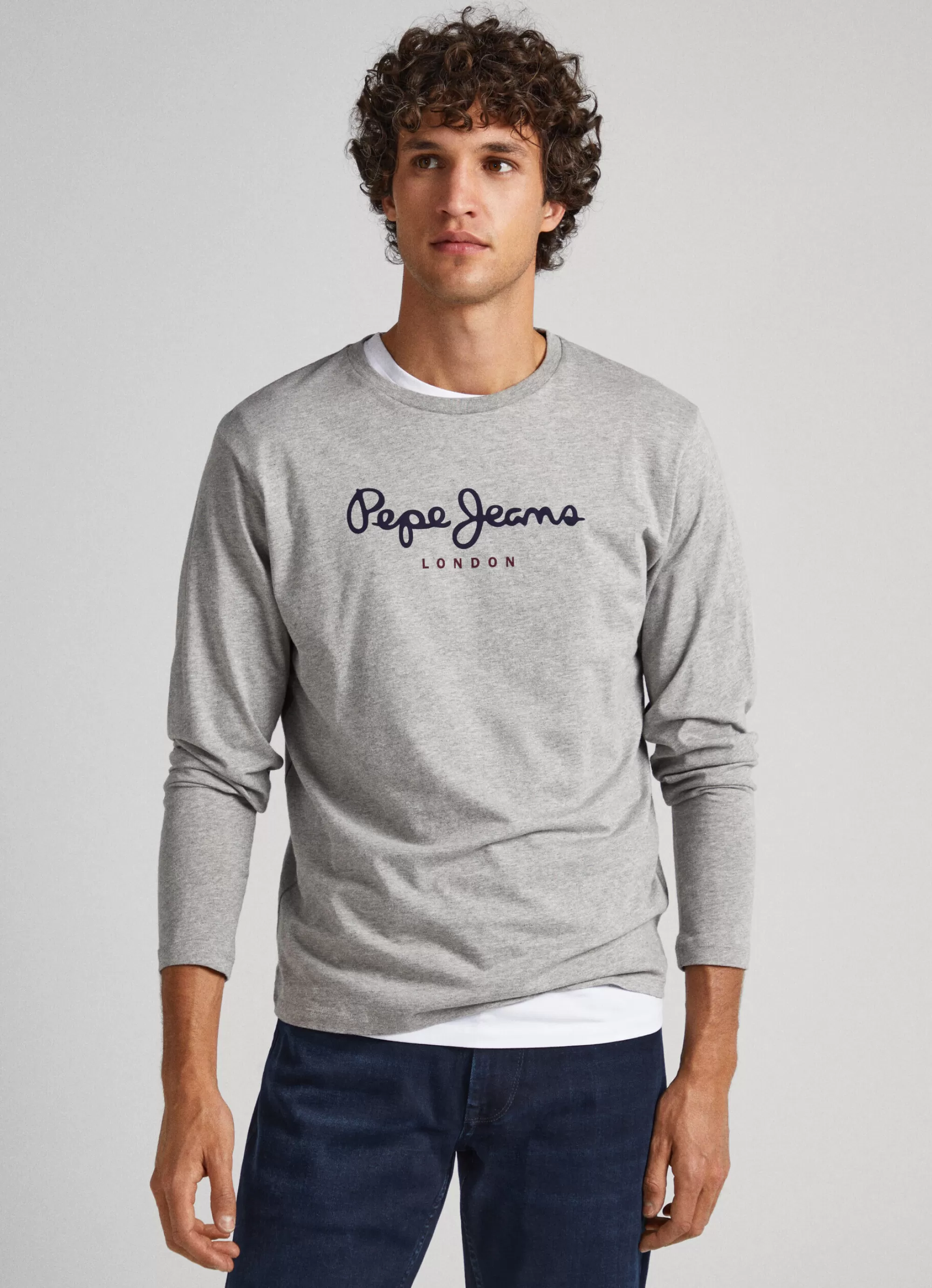 Homem Pepe Jeans T-Shirts>Camisola De Algodao Logo Estampado