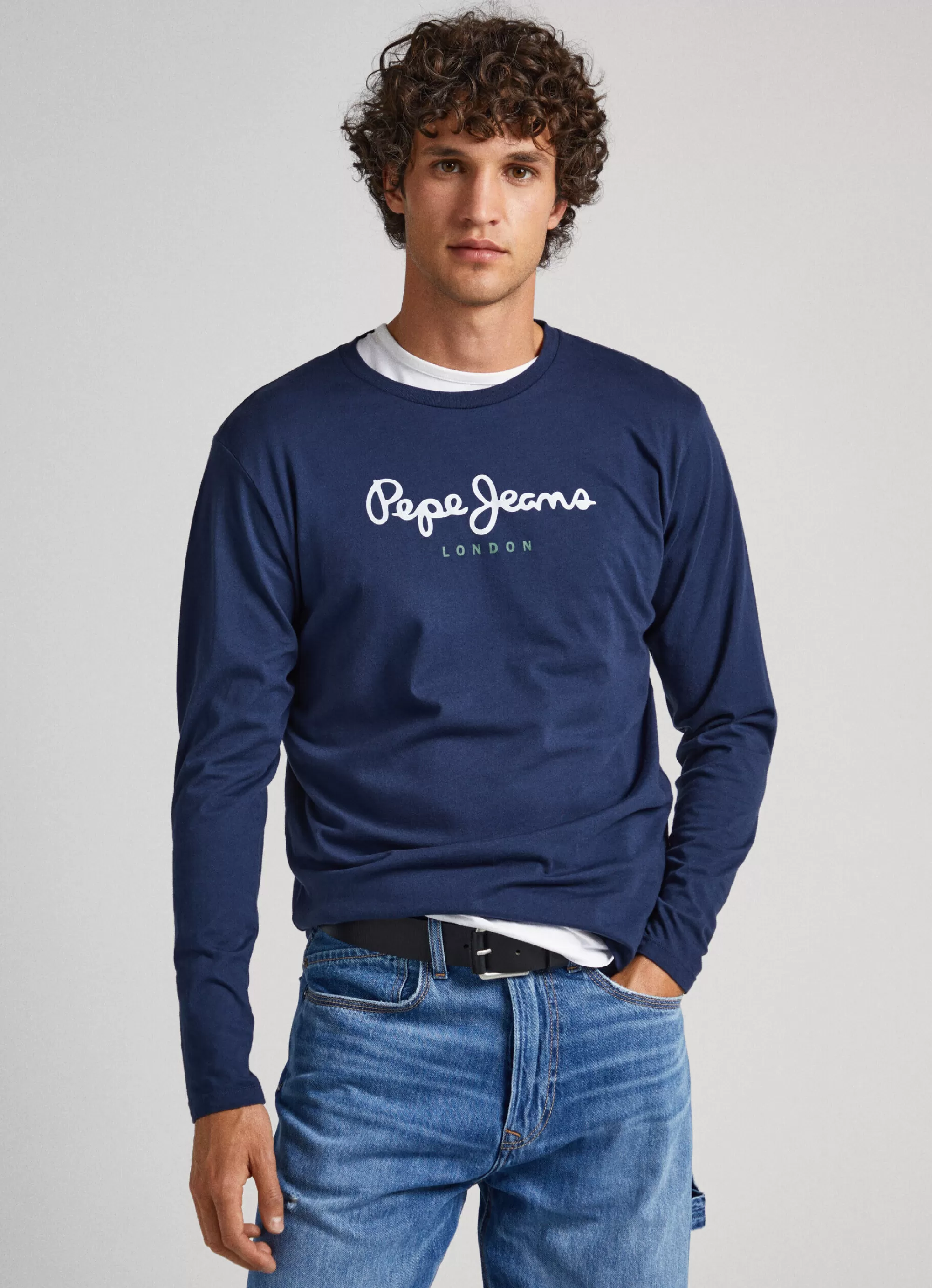 Homem Pepe Jeans T-Shirts>Camisola De Algodao Logo Estampado