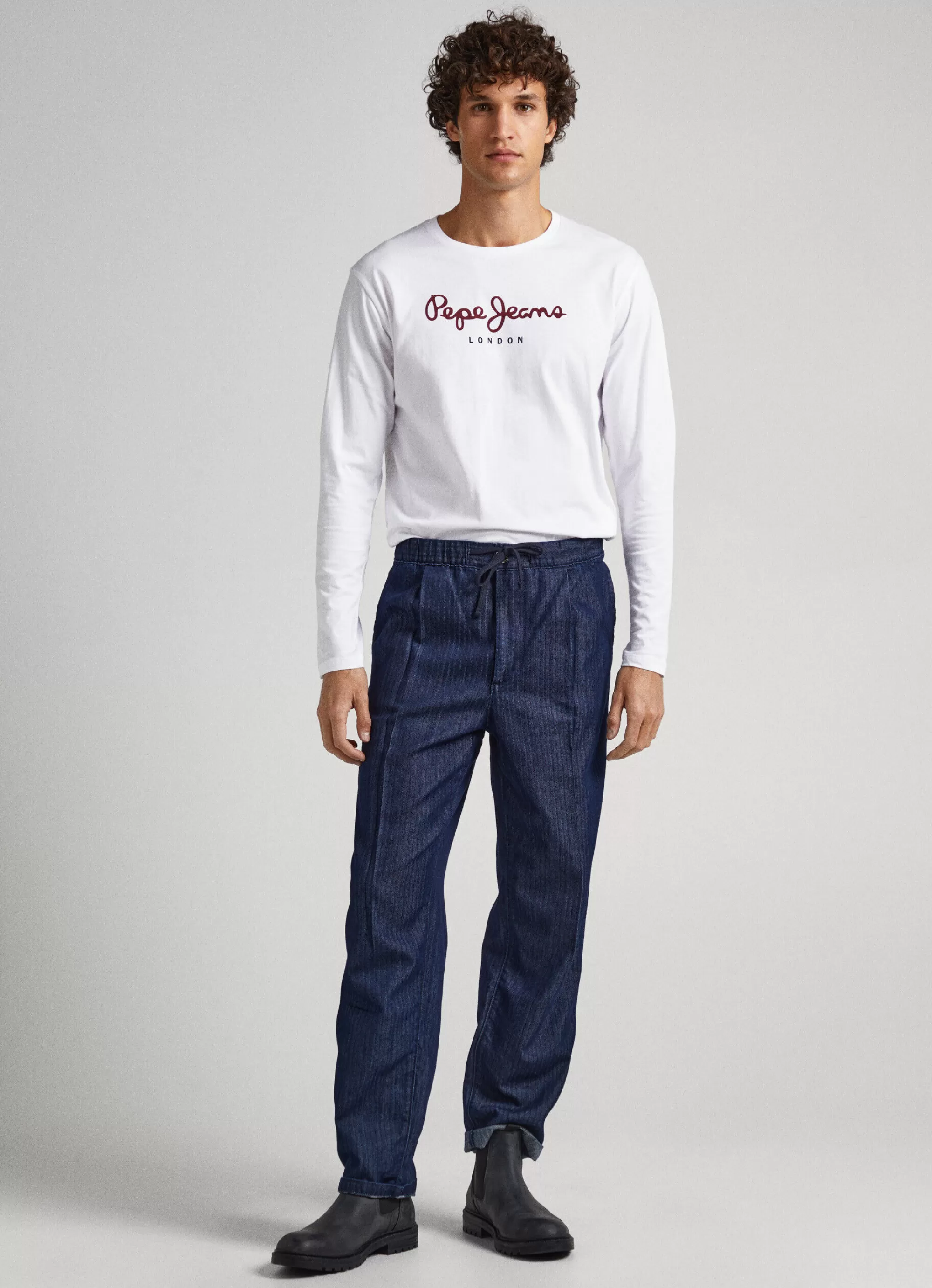 Homem Pepe Jeans T-Shirts>Camisola De Algodao Logo Estampado