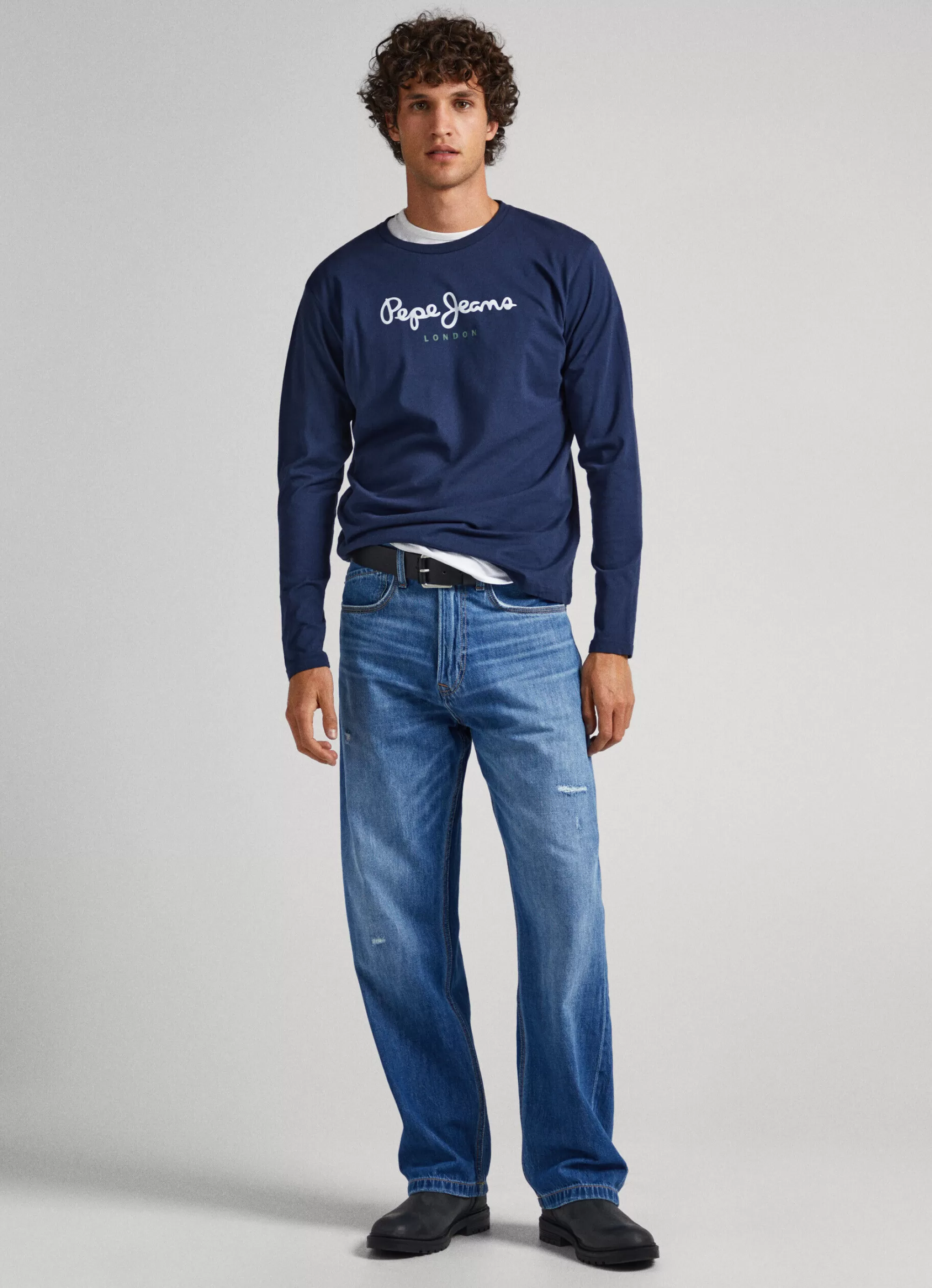 Homem Pepe Jeans T-Shirts>Camisola De Algodao Logo Estampado