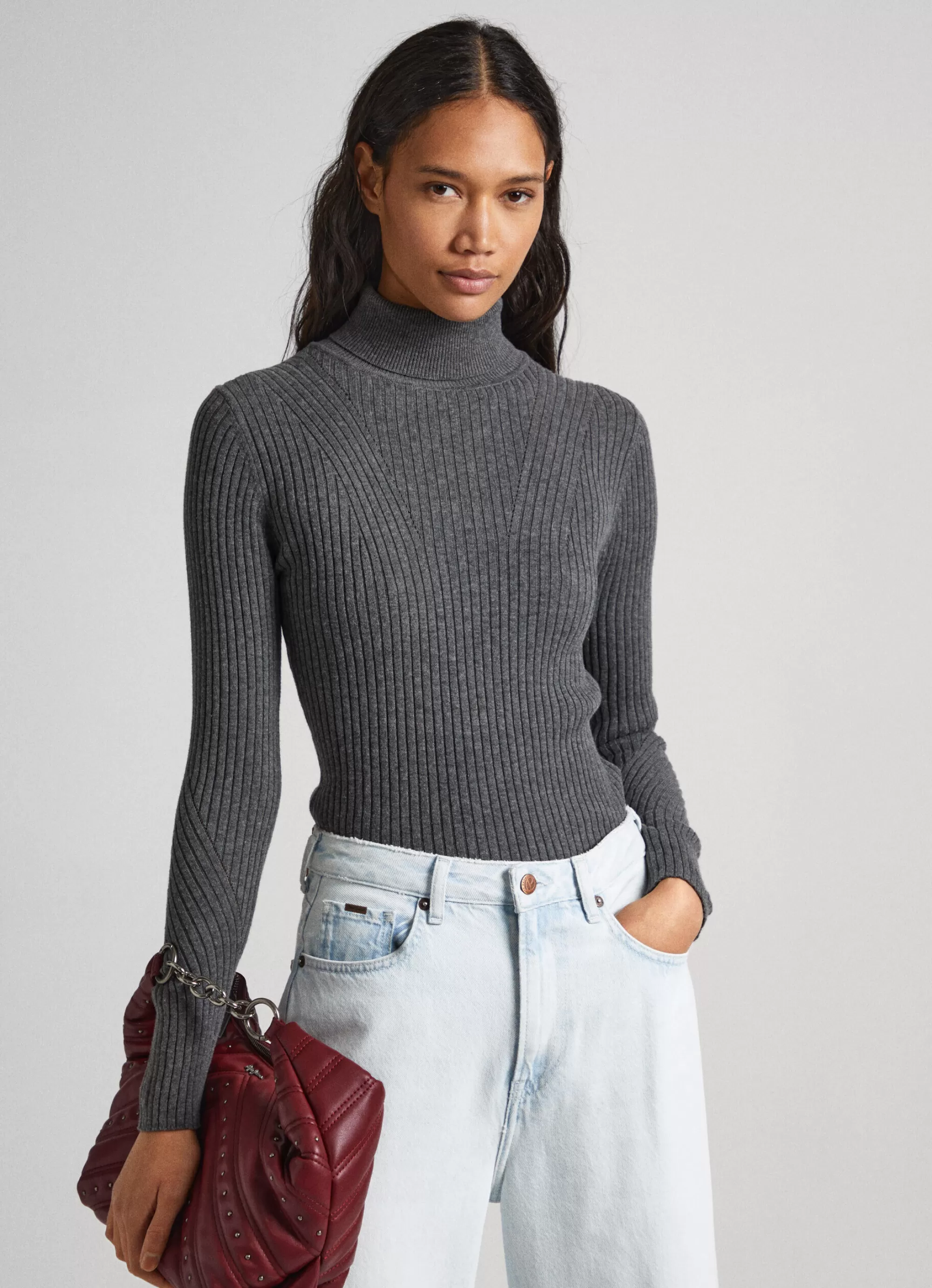 Mulher Pepe Jeans Malhas E Cardigans>Camisola De Gola Alta Canelada