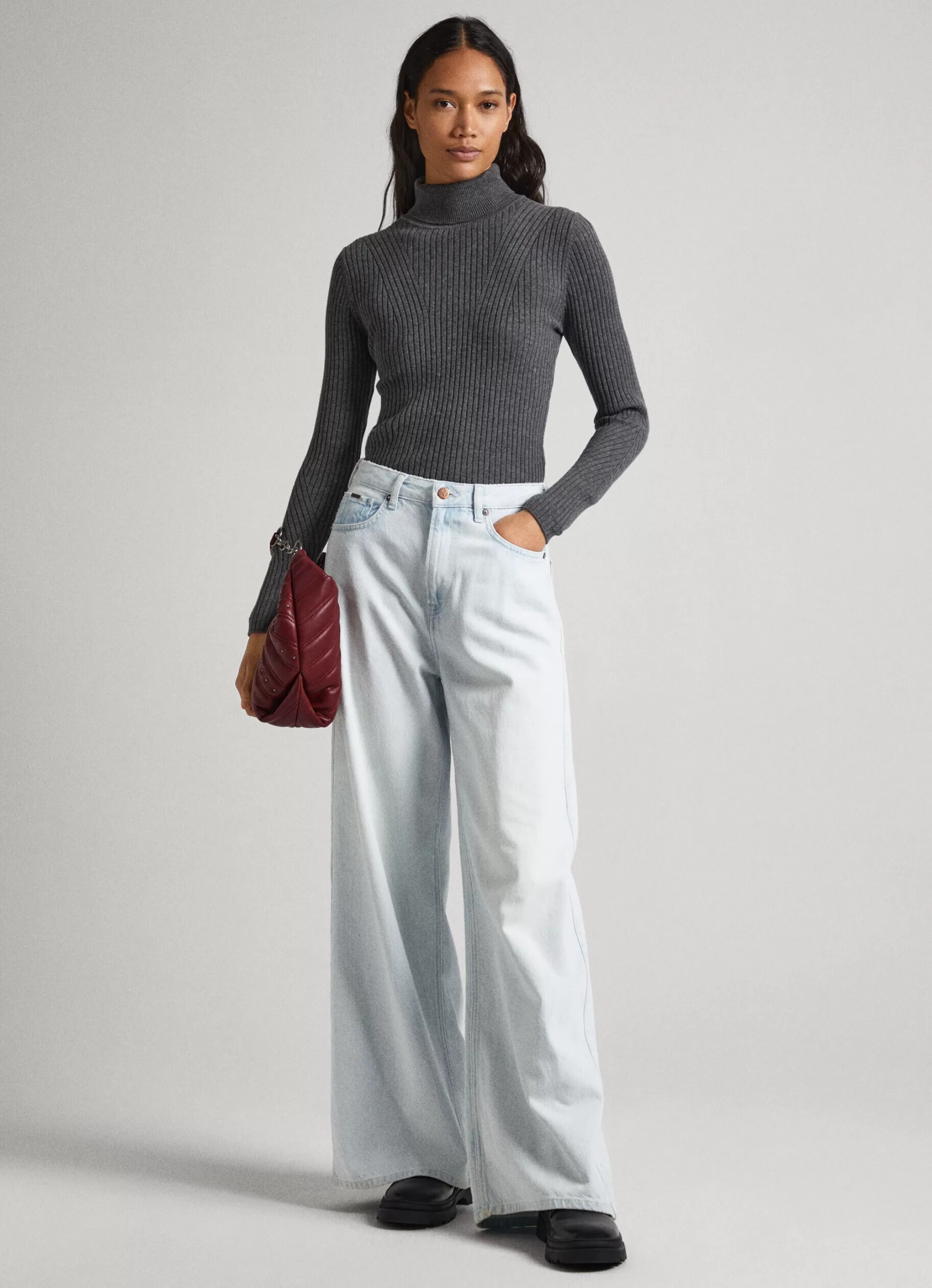 Mulher Pepe Jeans Malhas E Cardigans>Camisola De Gola Alta Canelada