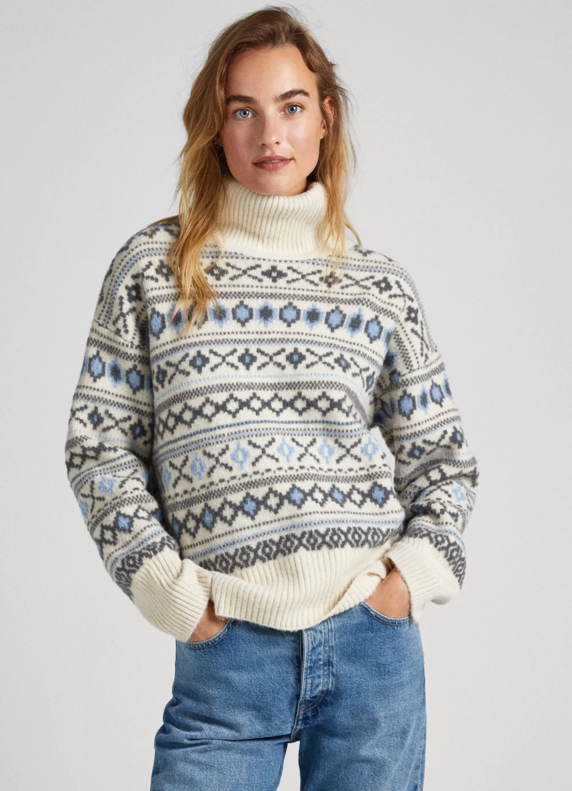 Mulher Pepe Jeans Malhas E Cardigans>Camisola Jacquard De Gola Alta