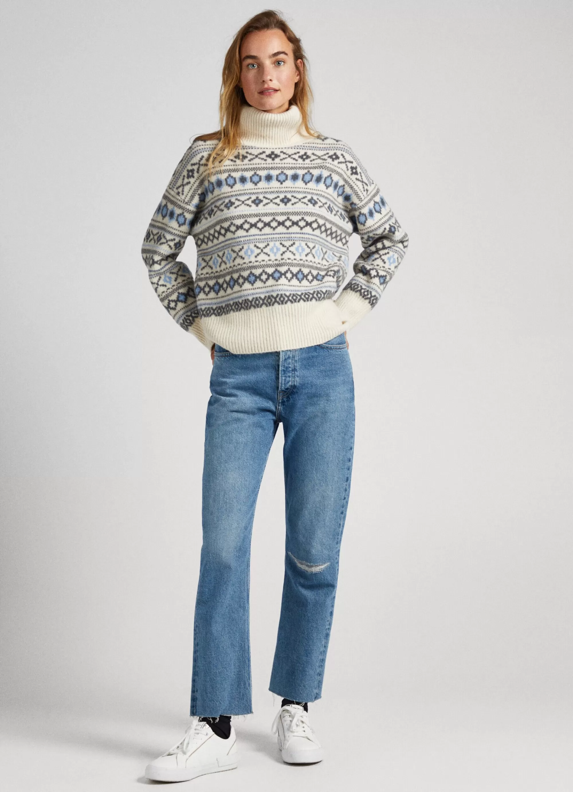 Mulher Pepe Jeans Malhas>Camisola Jacquard De Gola Alta
