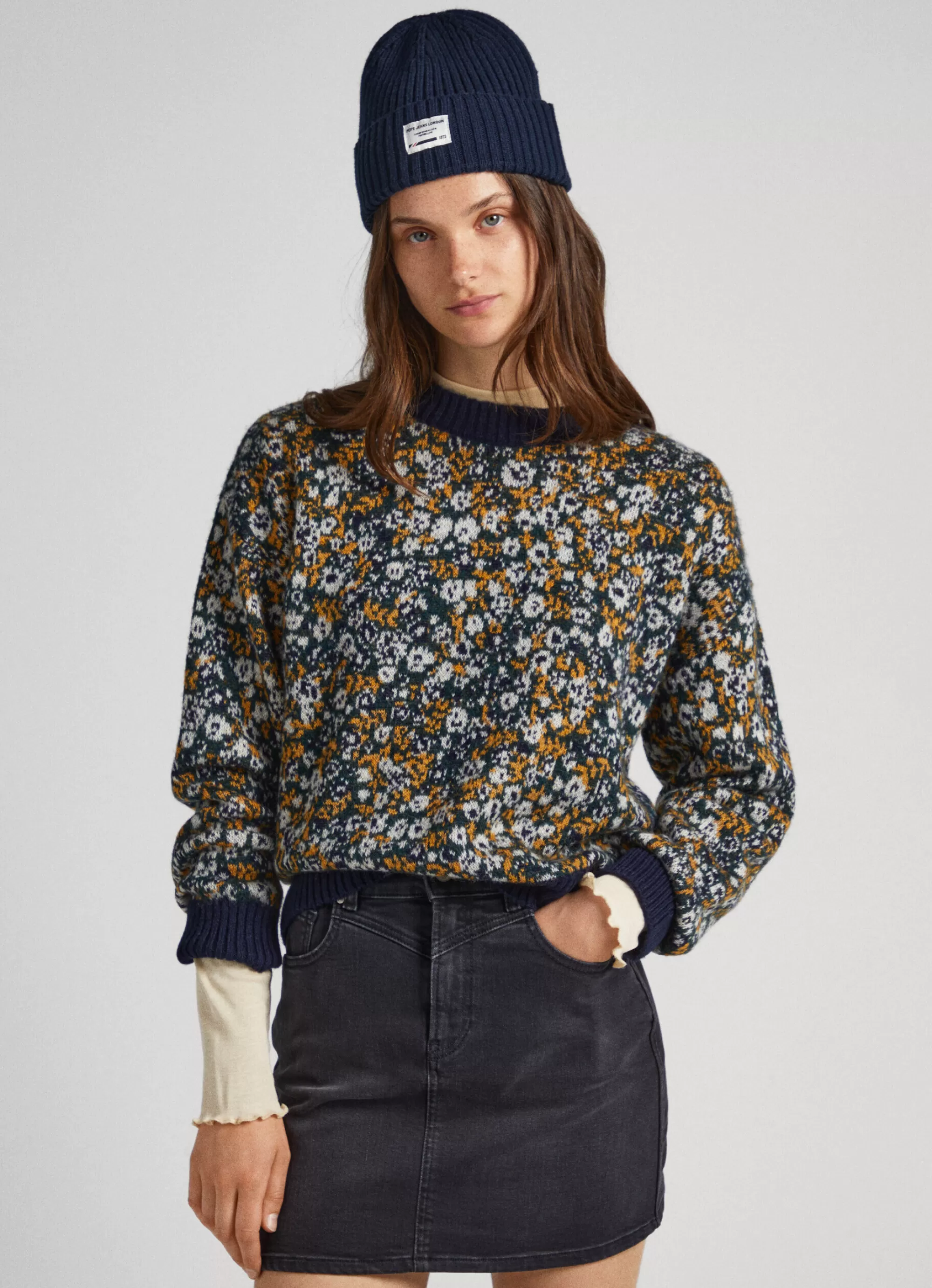 Mulher Pepe Jeans Malhas E Cardigans>Camisola Jacquard Floral