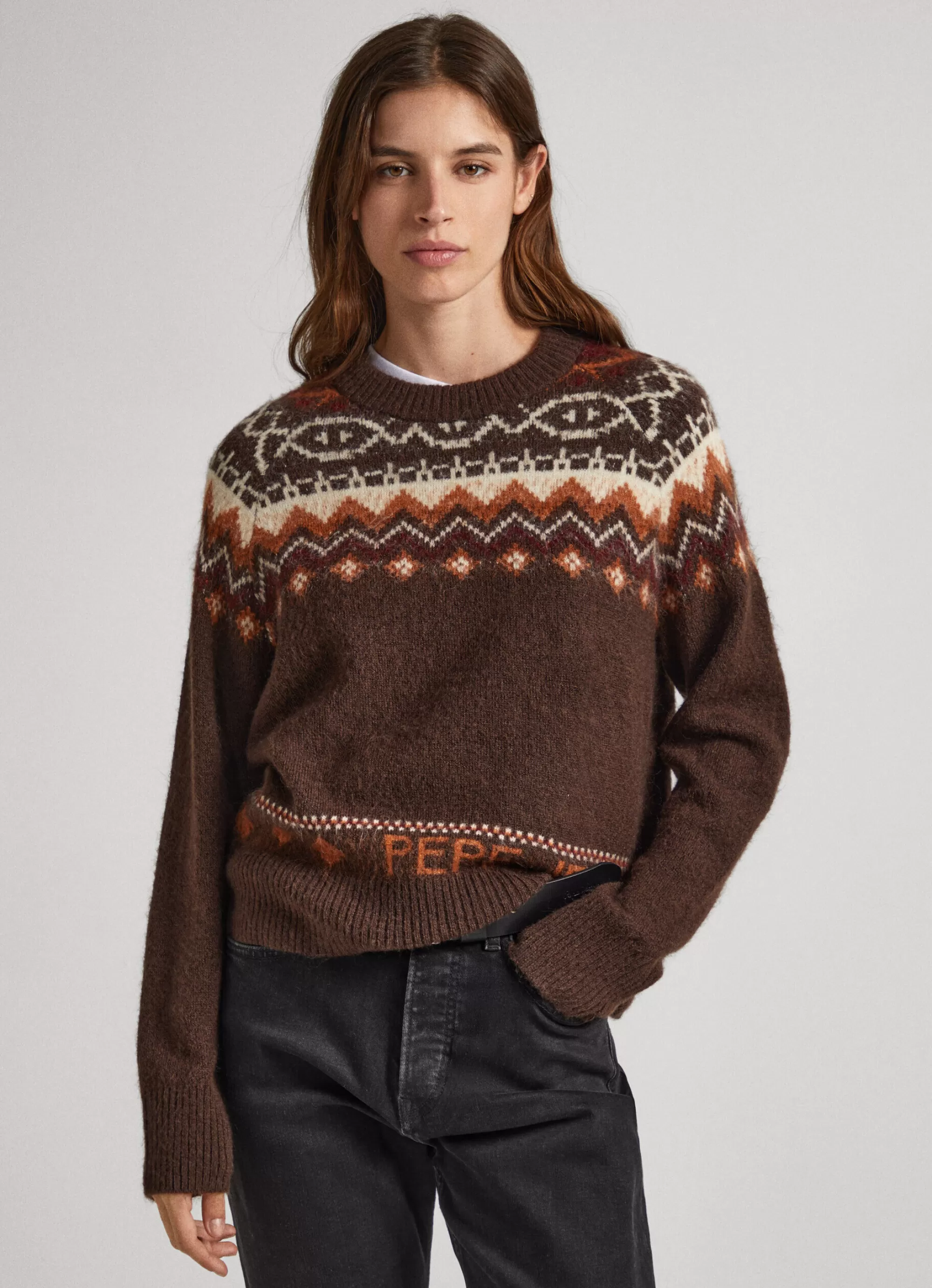Mulher Pepe Jeans Malhas E Cardigans>Camisola Jacquard Gola Redonda