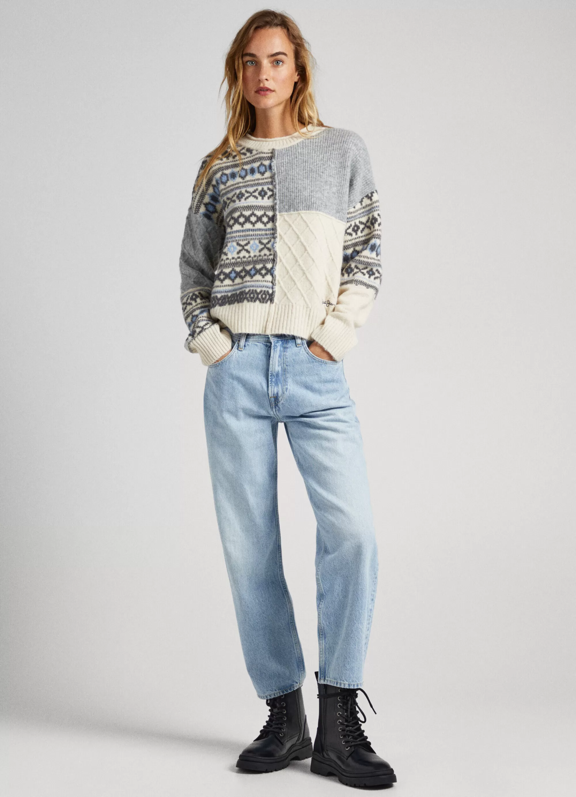 Mulher Pepe Jeans Malhas E Cardigans>Camisola Jacquard Patchwork