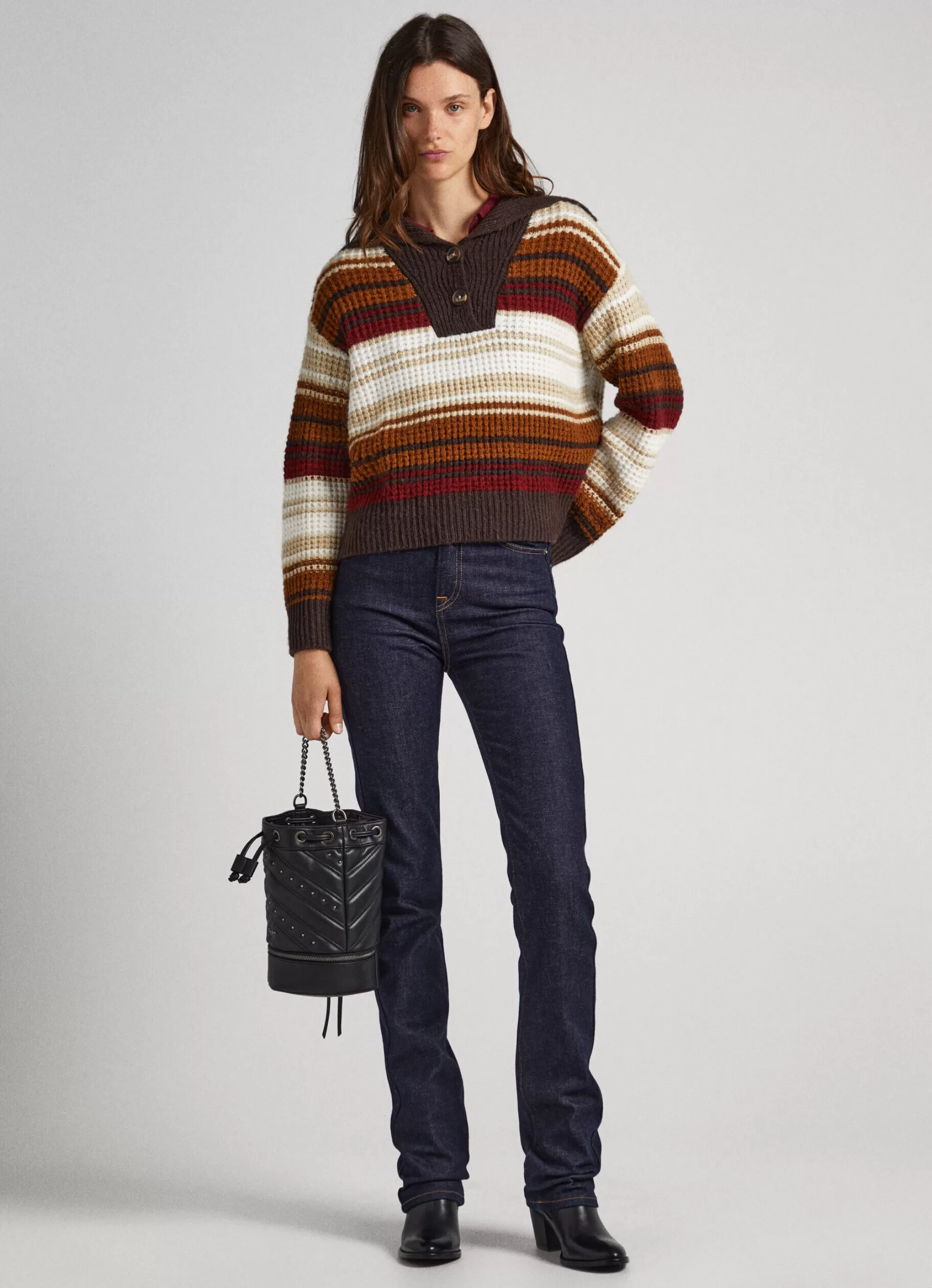 Mulher Pepe Jeans Malhas E Cardigans>Camisola Tipo Polo As Riscas