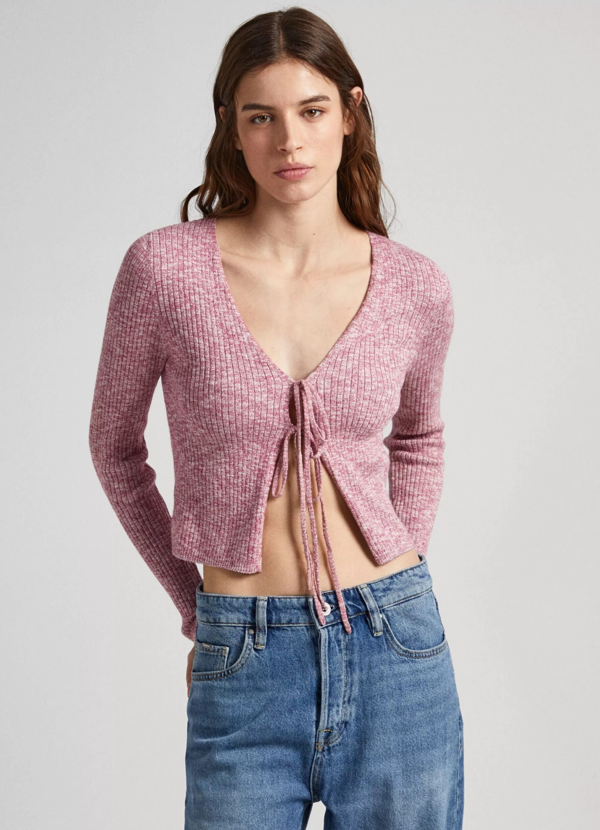 Mulher Pepe Jeans Malhas>Cardigan Algodao Melange Jaspeado