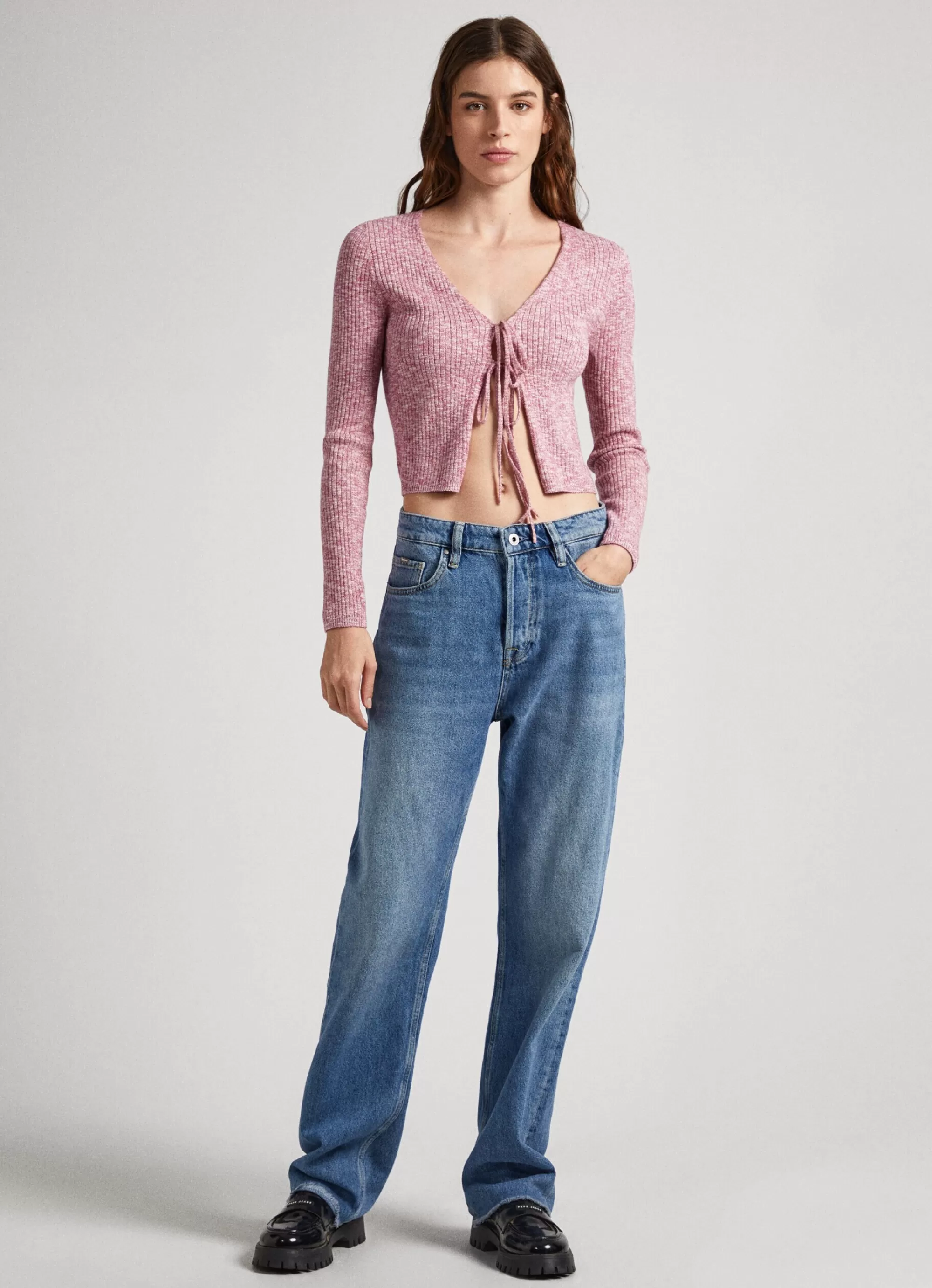 Mulher Pepe Jeans Malhas>Cardigan Algodao Melange Jaspeado