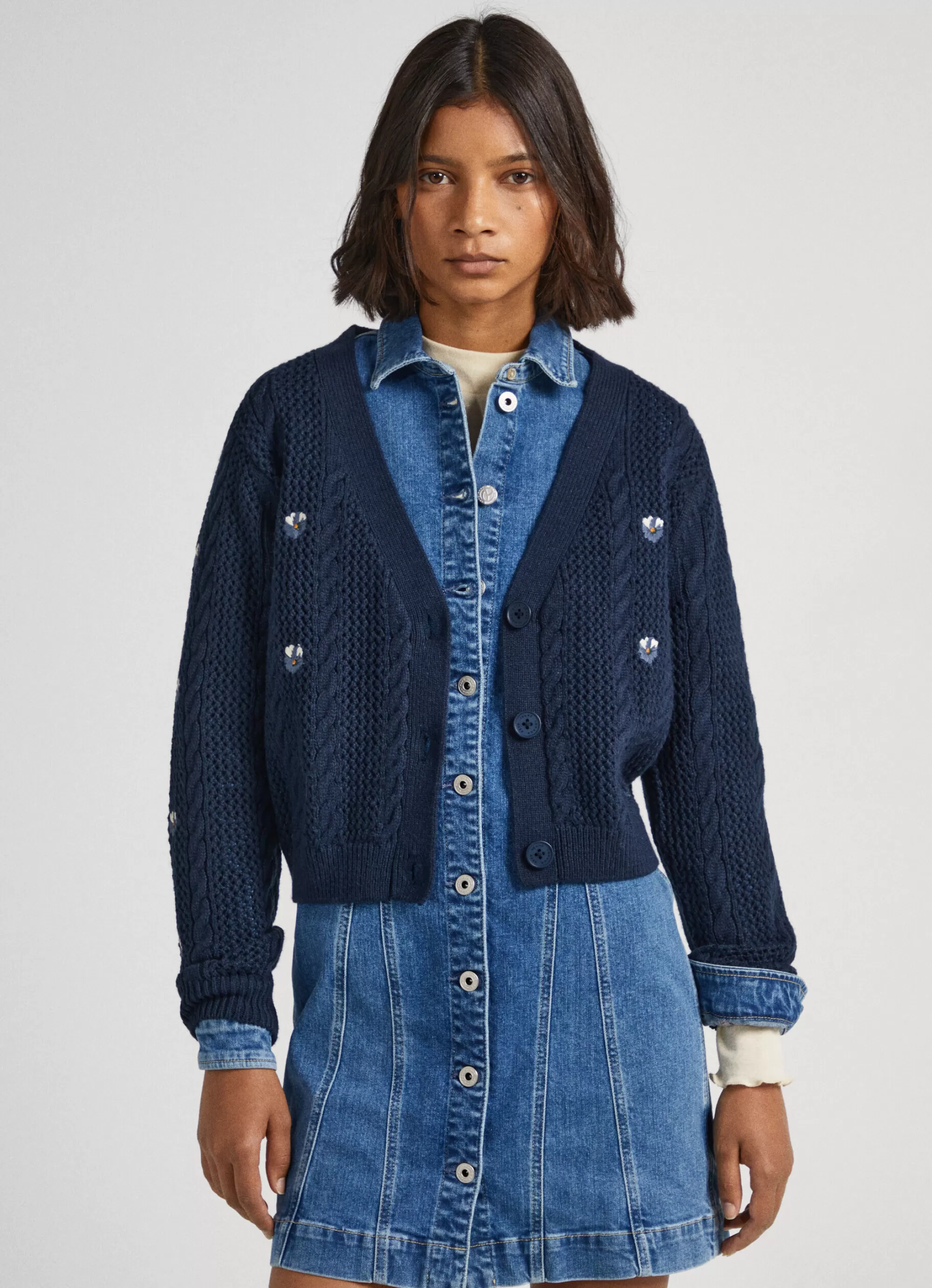 Mulher Pepe Jeans Malhas E Cardigans>Cardigan Com Detalhes Abertos