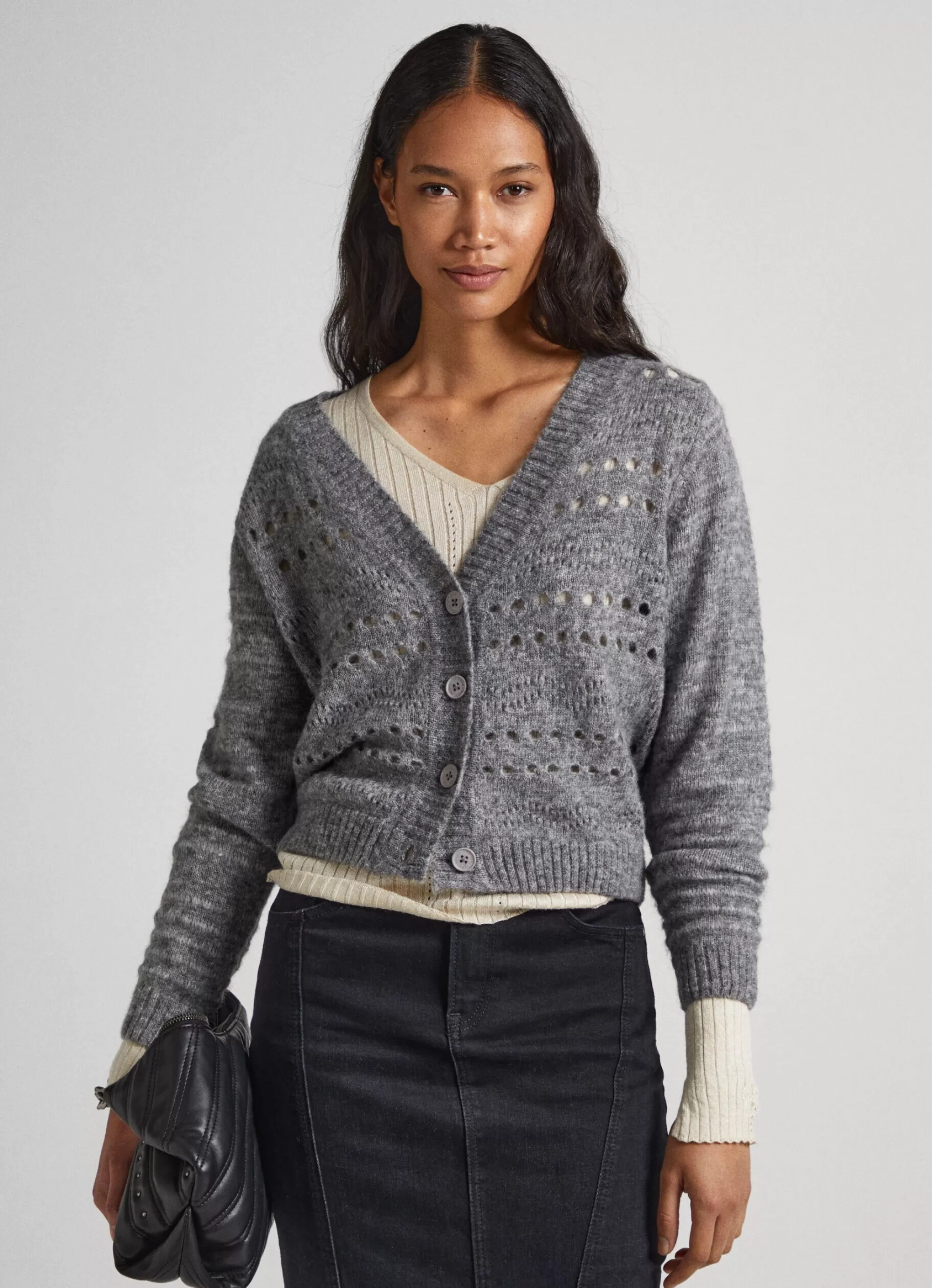 Mulher Pepe Jeans Malhas>Cardigan Com Detalhes Abertos