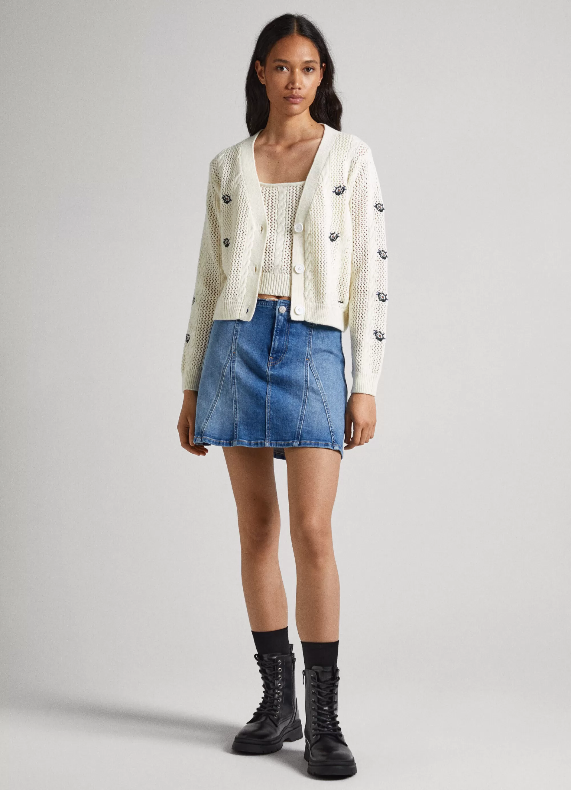 Mulher Pepe Jeans Malhas E Cardigans>Cardigan Com Detalhes Abertos