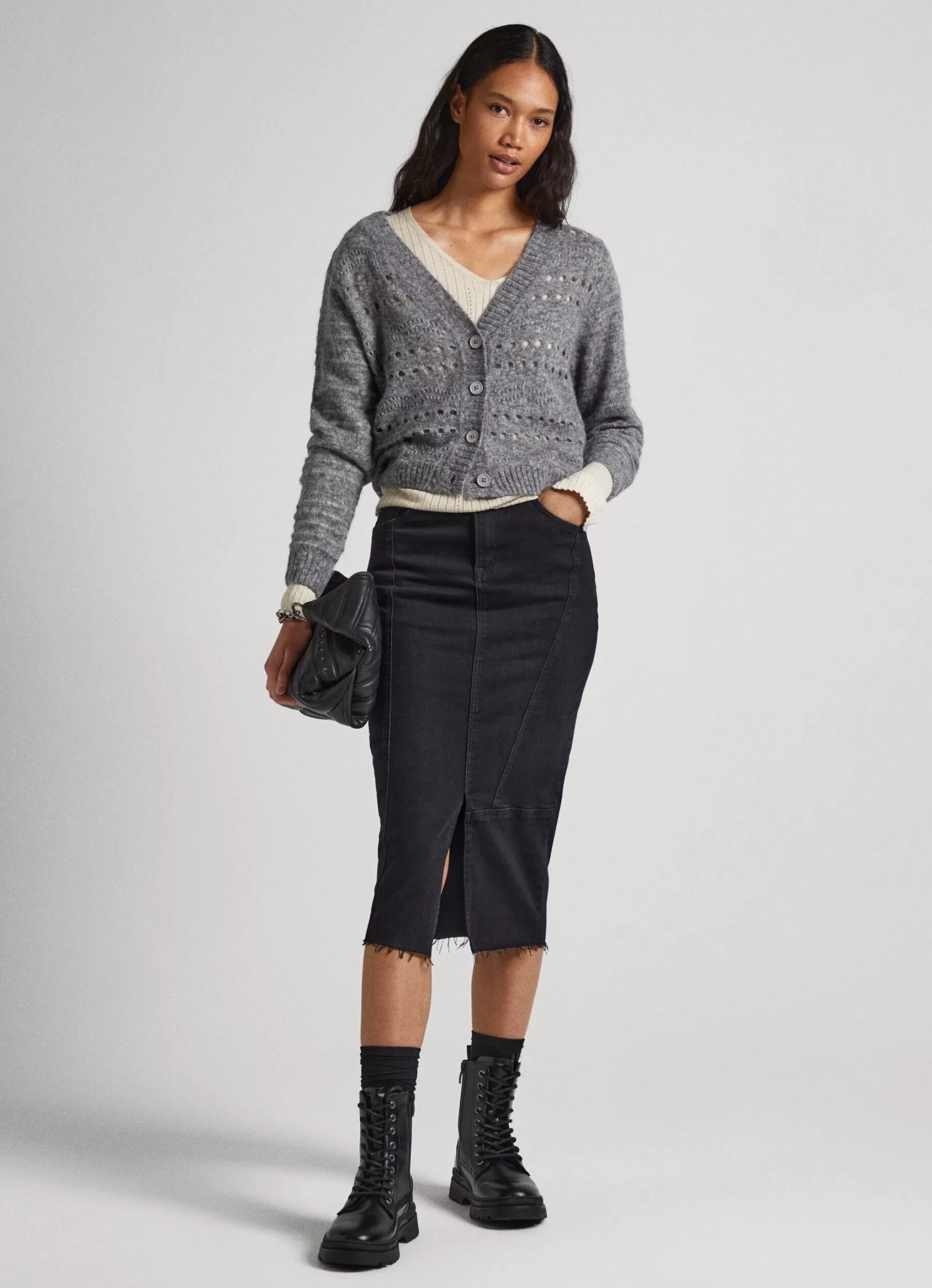 Mulher Pepe Jeans Malhas>Cardigan Com Detalhes Abertos