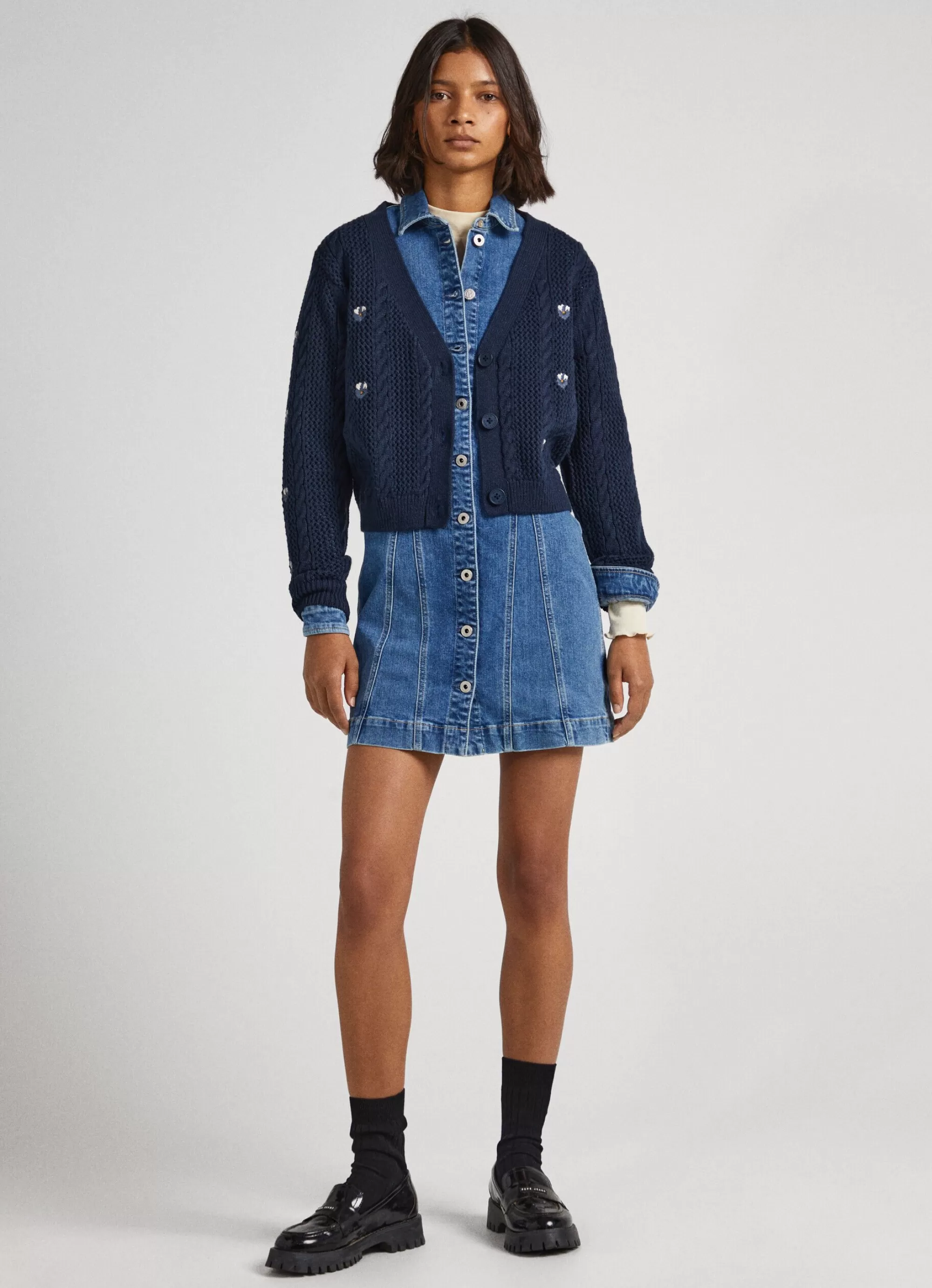 Mulher Pepe Jeans Malhas>Cardigan Com Detalhes Abertos