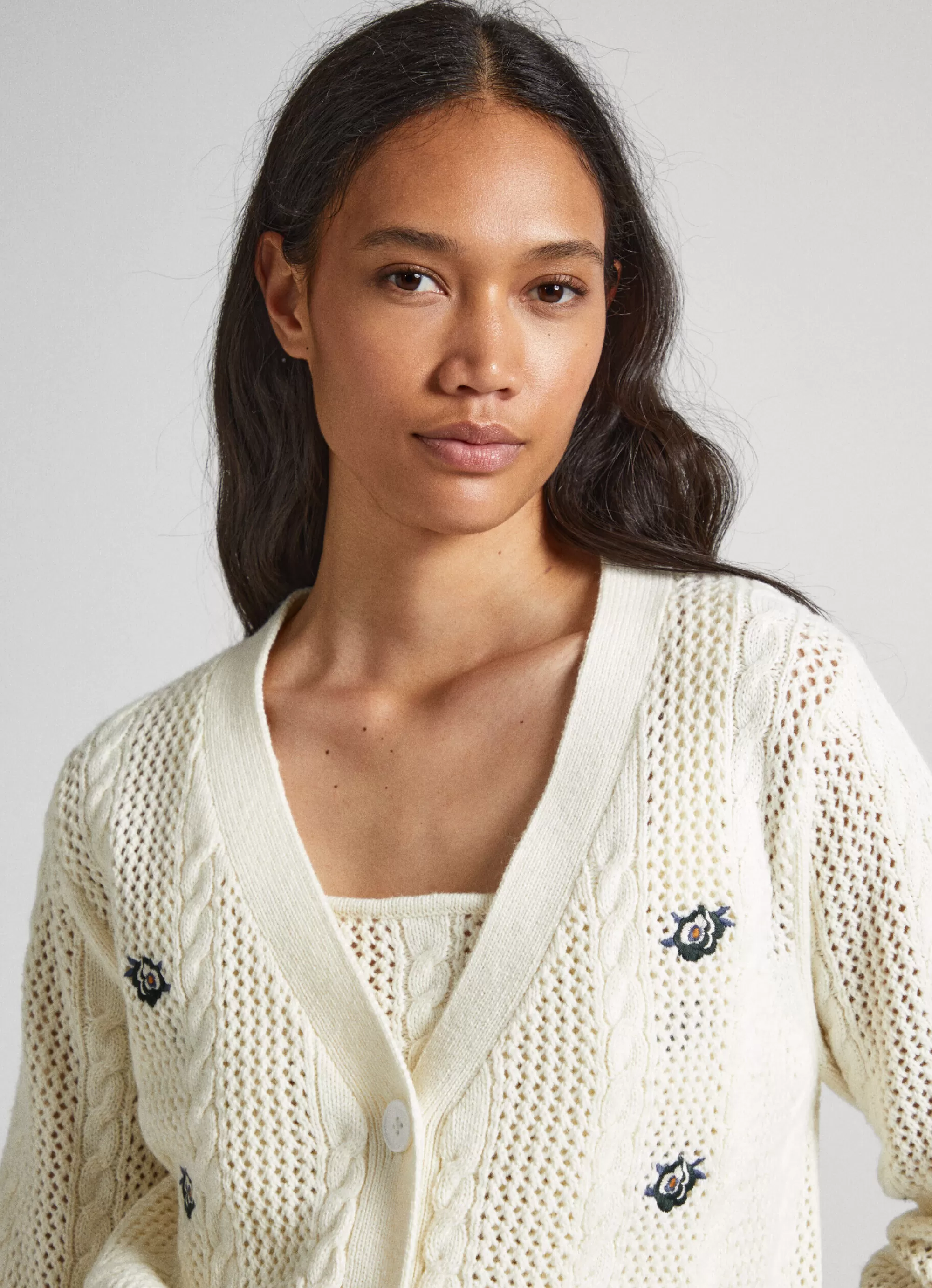 Mulher Pepe Jeans Malhas E Cardigans>Cardigan Com Detalhes Abertos