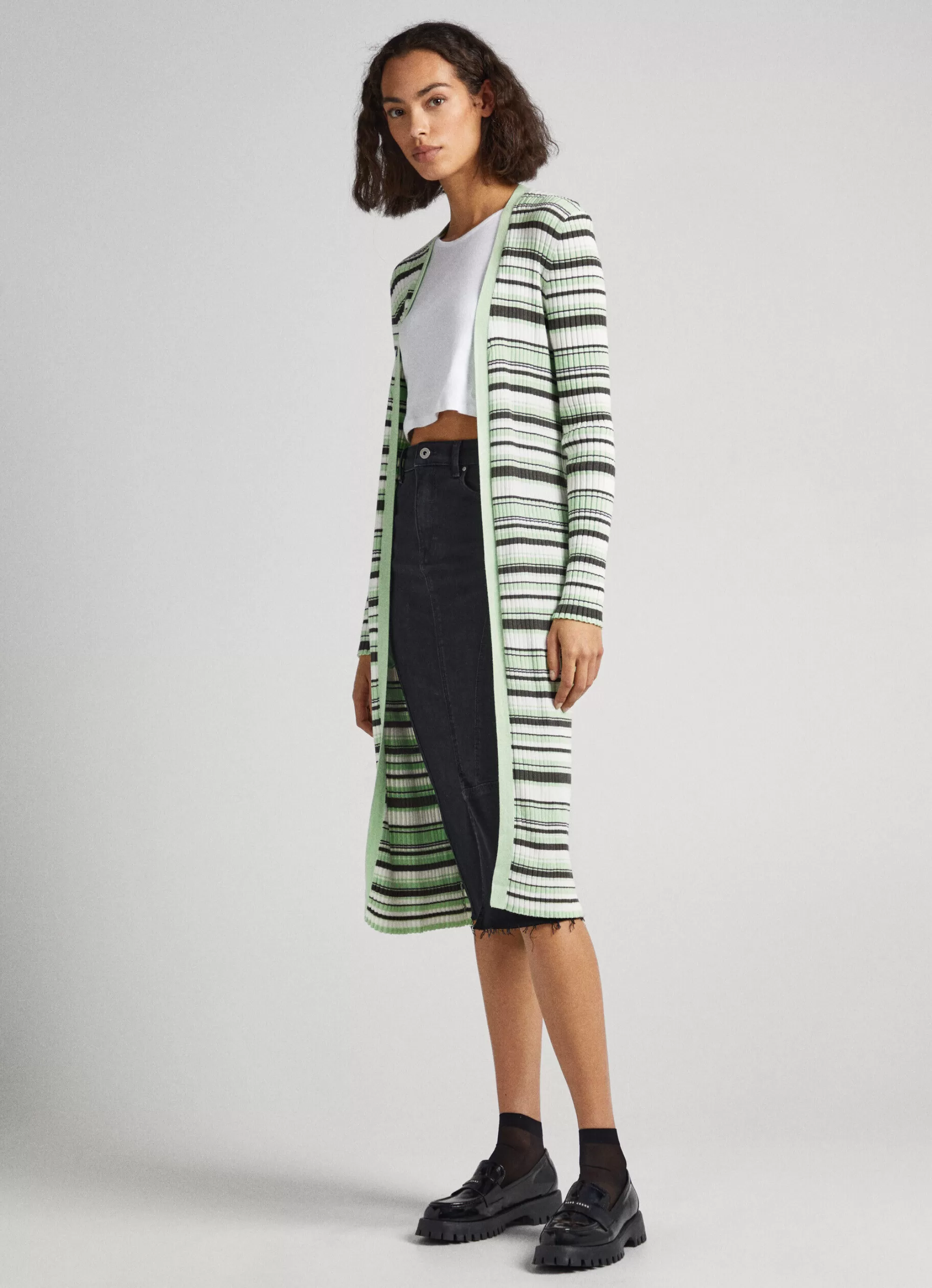 Mulher Pepe Jeans Malhas E Cardigans>Cardigan Comprido As Riscas