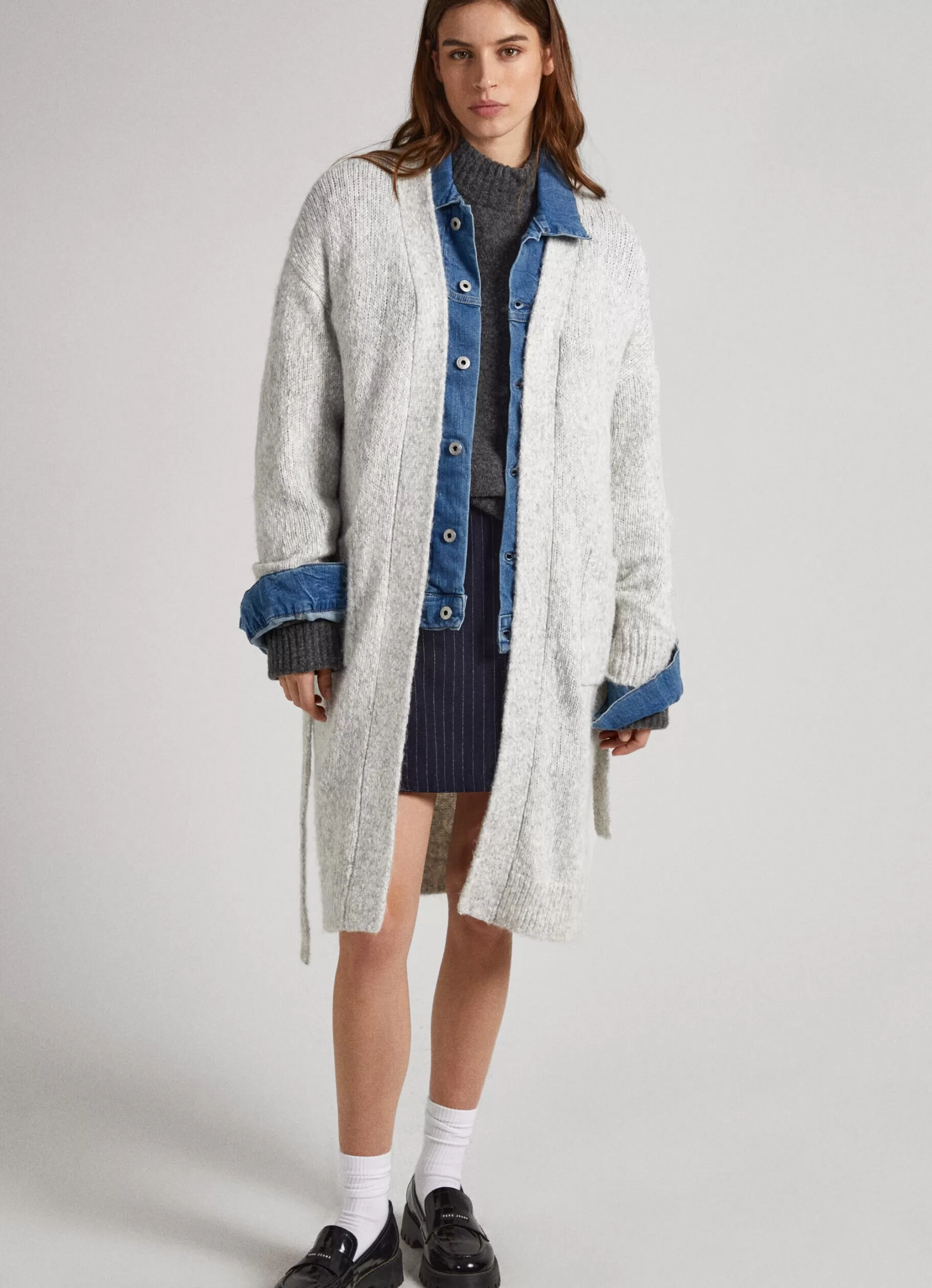 Mulher Pepe Jeans Malhas>Cardigan Comprido Com Cinto