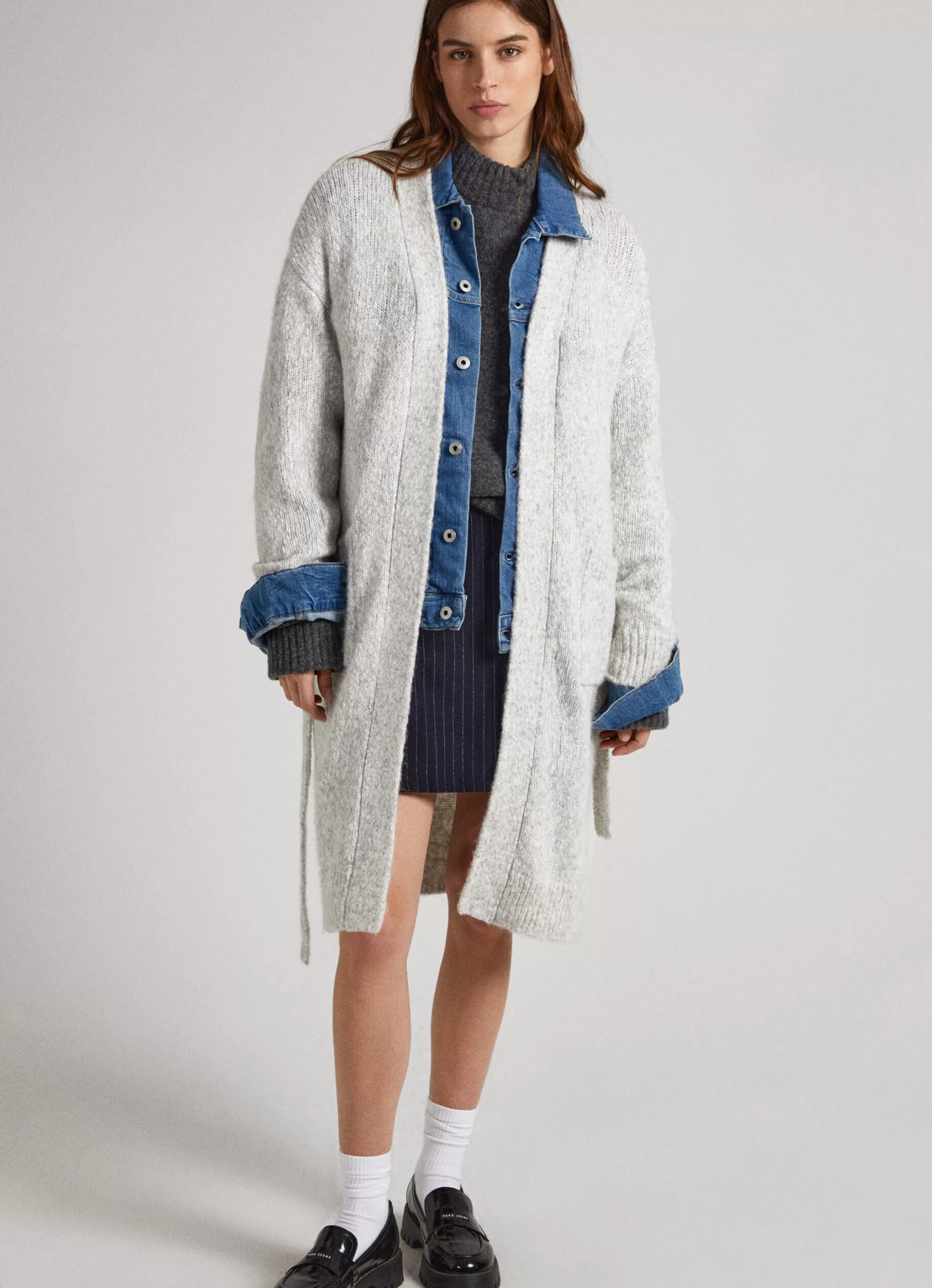 Mulher Pepe Jeans Malhas E Cardigans>Cardigan Comprido Com Cinto