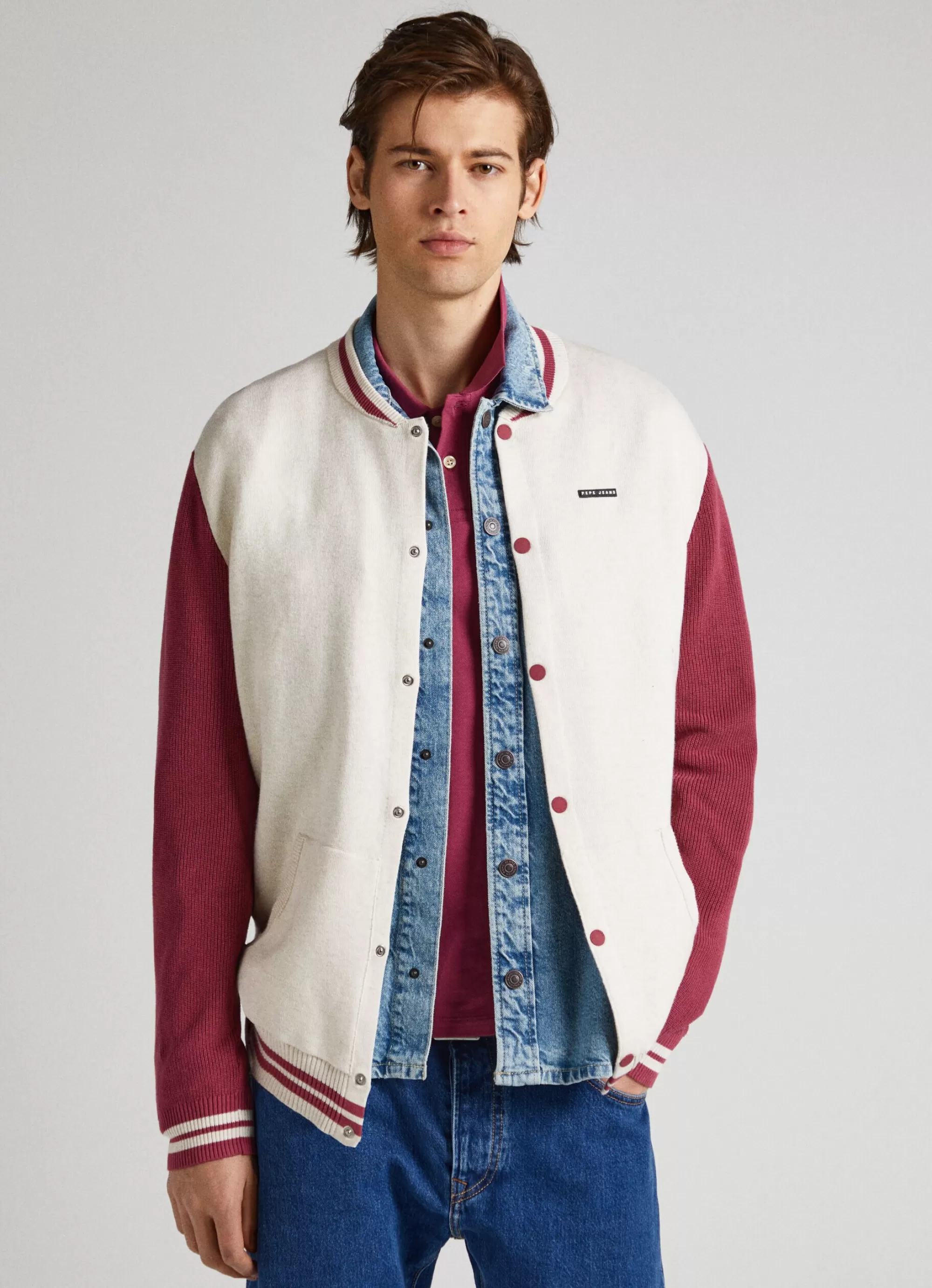 Homem Pepe Jeans Malhas>Casaco Bomber Malha Lisa