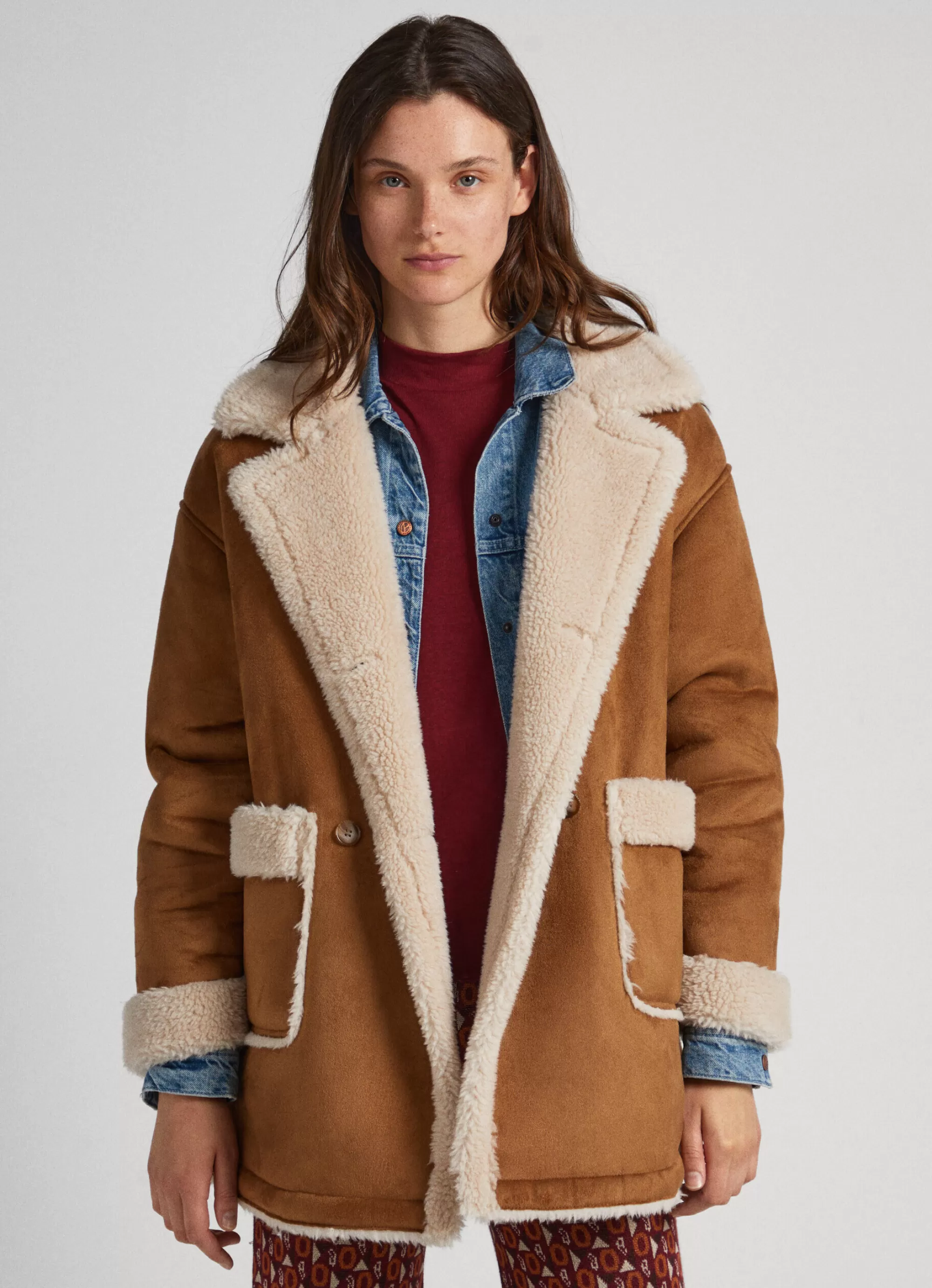 Mulher Pepe Jeans Casaco E Jaquetas>Casaco Camurca Com Forro Borrego