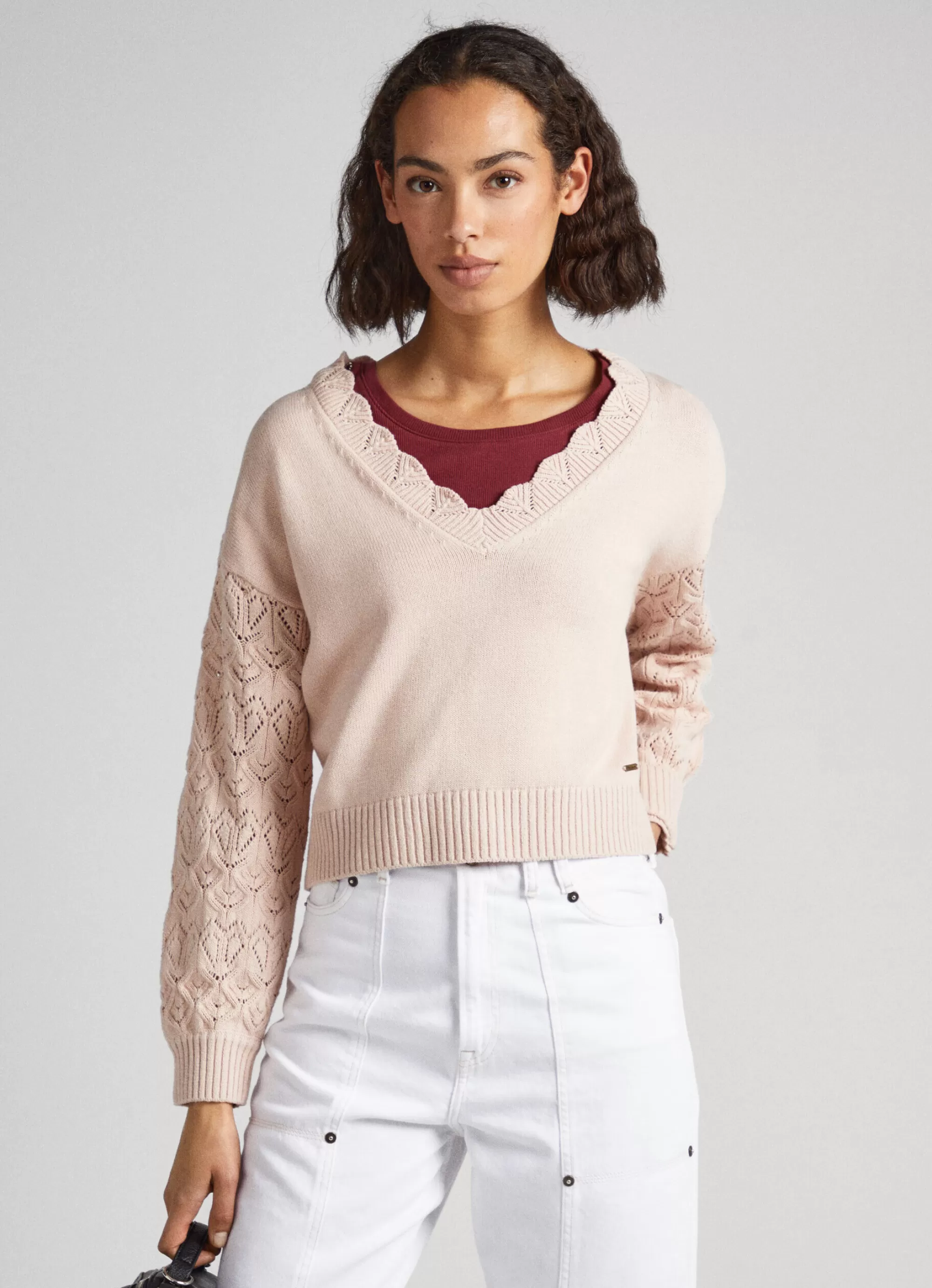 Mulher Pepe Jeans Malhas E Cardigans>Sweater Com Bordado Nas Mangas