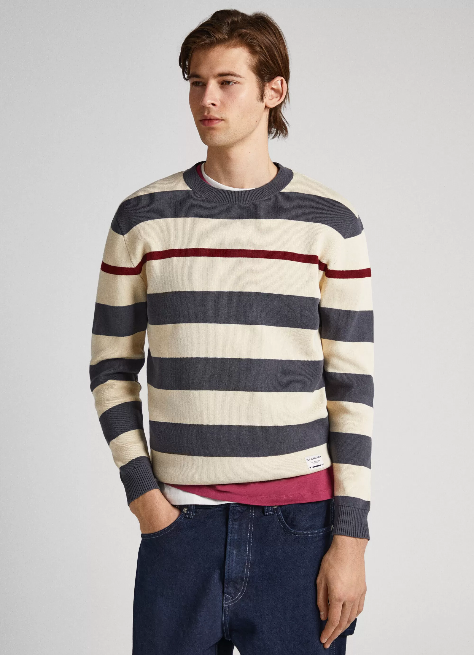 Homem Pepe Jeans Malhas>Sweater Padrao As Riscas Breton