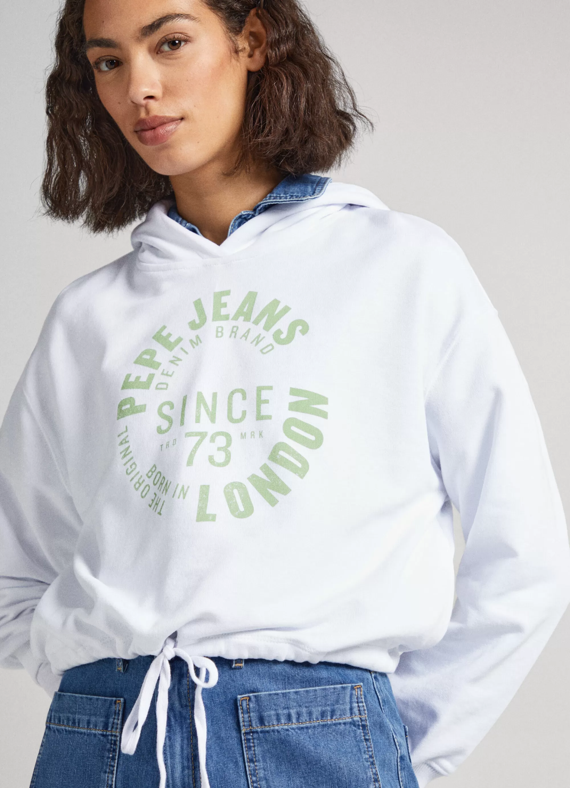 Mulher Pepe Jeans Sweatshirts>Sweatshirt Algodao Com Capuz