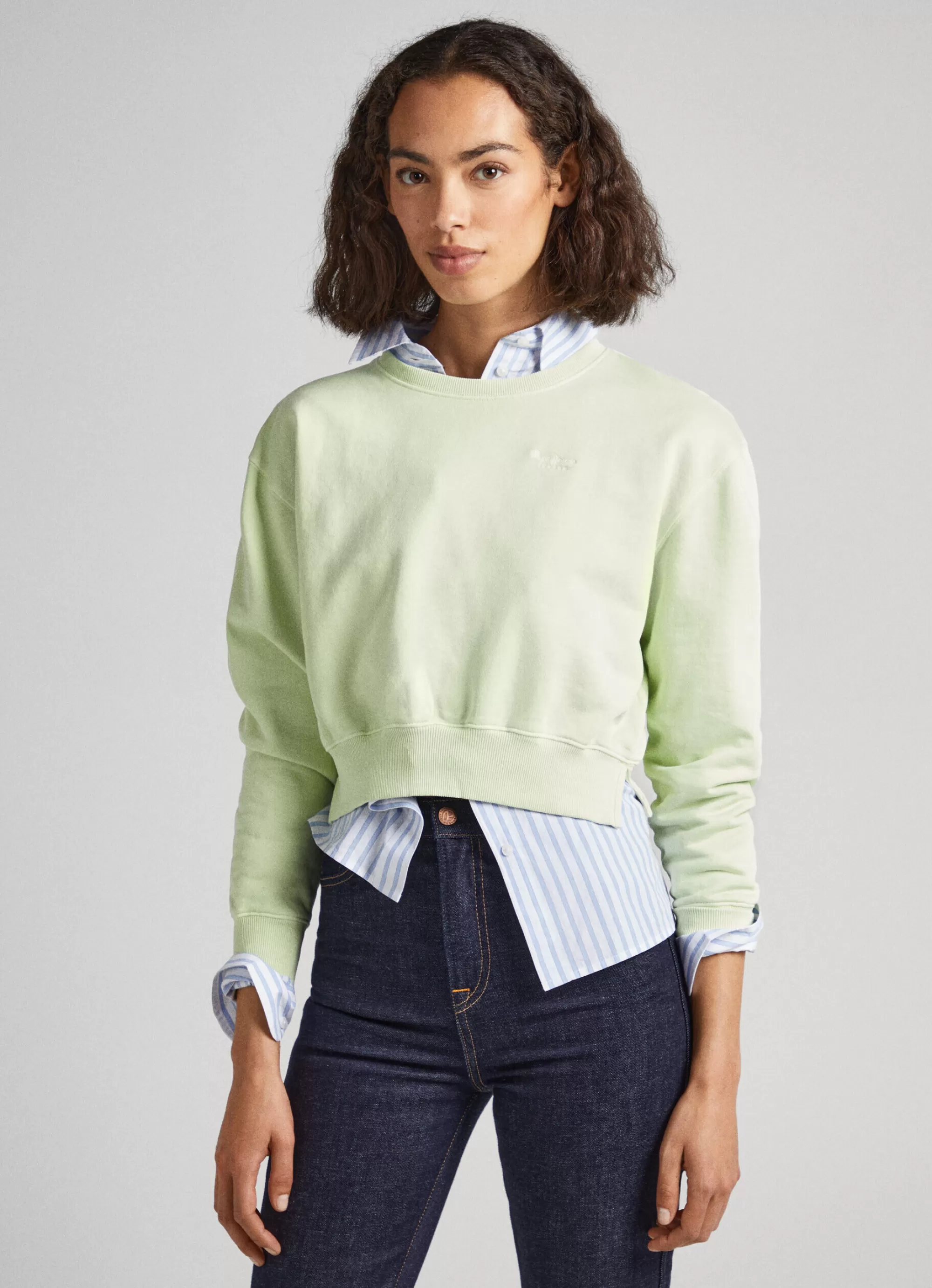 Mulher Pepe Jeans Sweatshirts>Sweatshirt Algodao Cropped Fit