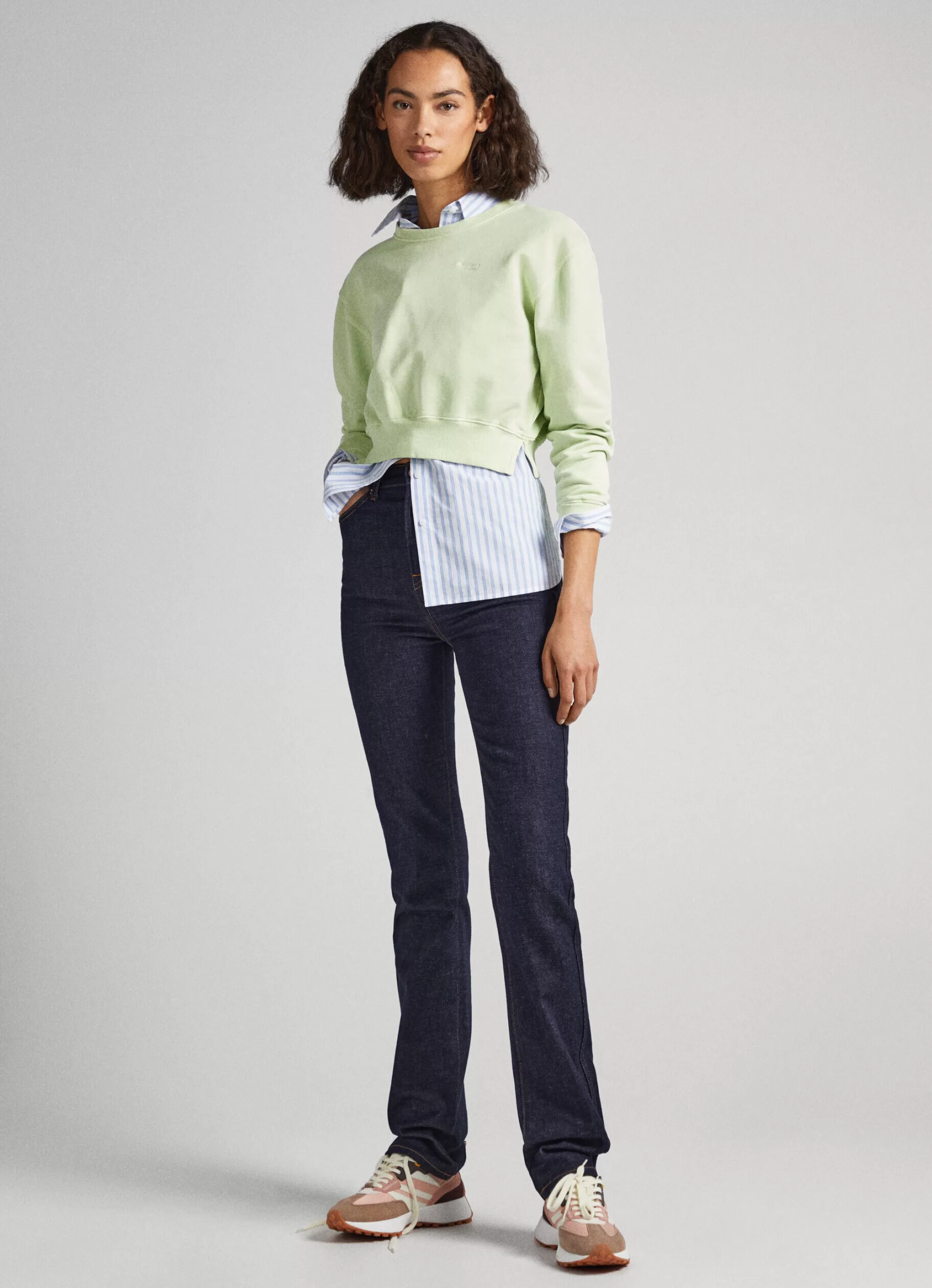 Mulher Pepe Jeans Sweatshirts>Sweatshirt Algodao Cropped Fit