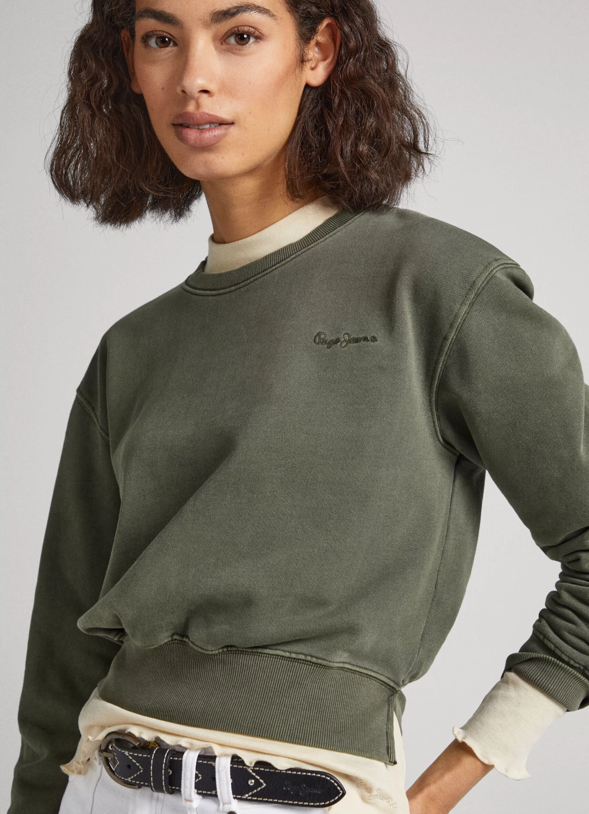 Mulher Pepe Jeans Sweatshirts>Sweatshirt Algodao Cropped Fit