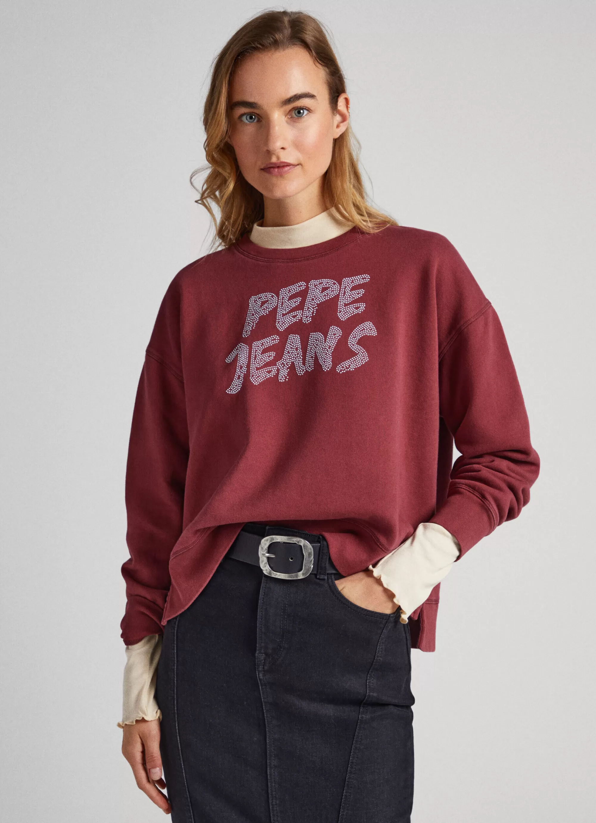 Mulher Pepe Jeans Sweatshirts>Sweatshirt Algodao Logo Strass