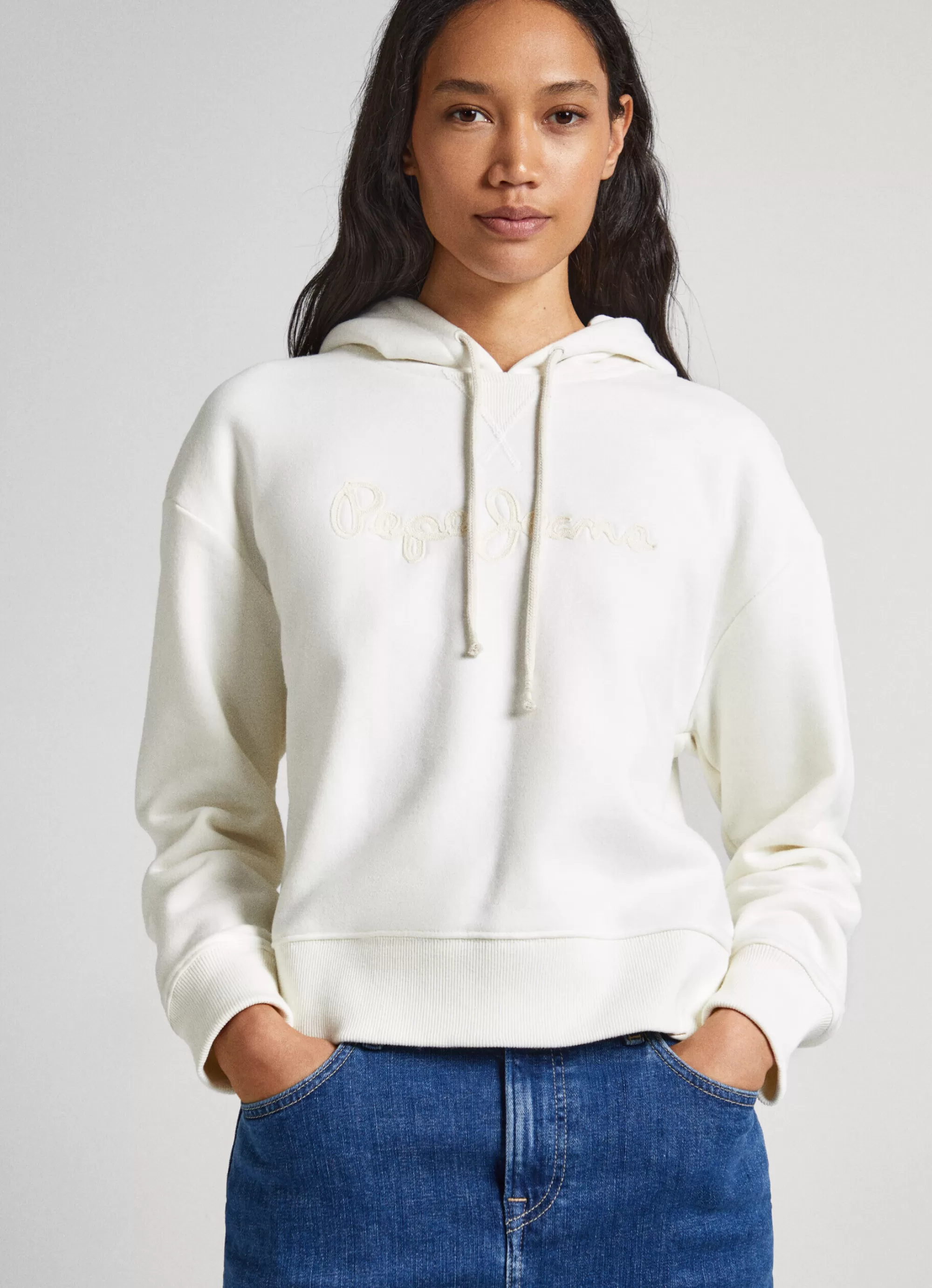 Mulher Pepe Jeans Sweatshirts>Sweatshirt Capuz Ajustavel