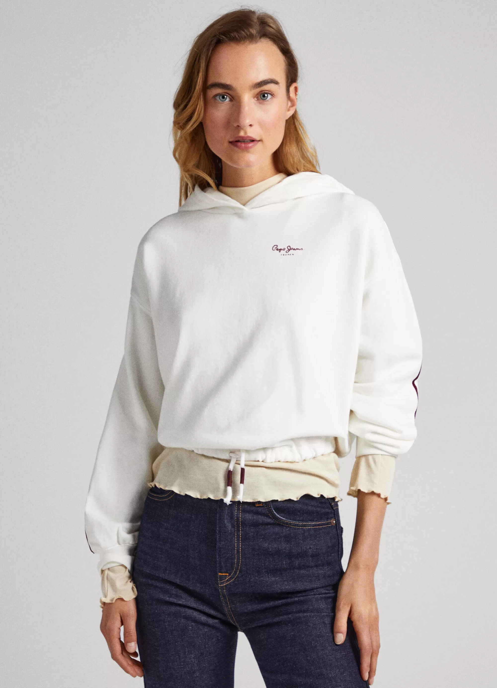Mulher Pepe Jeans Sweatshirts>Sweatshirt Com Capuz Cropped Fit