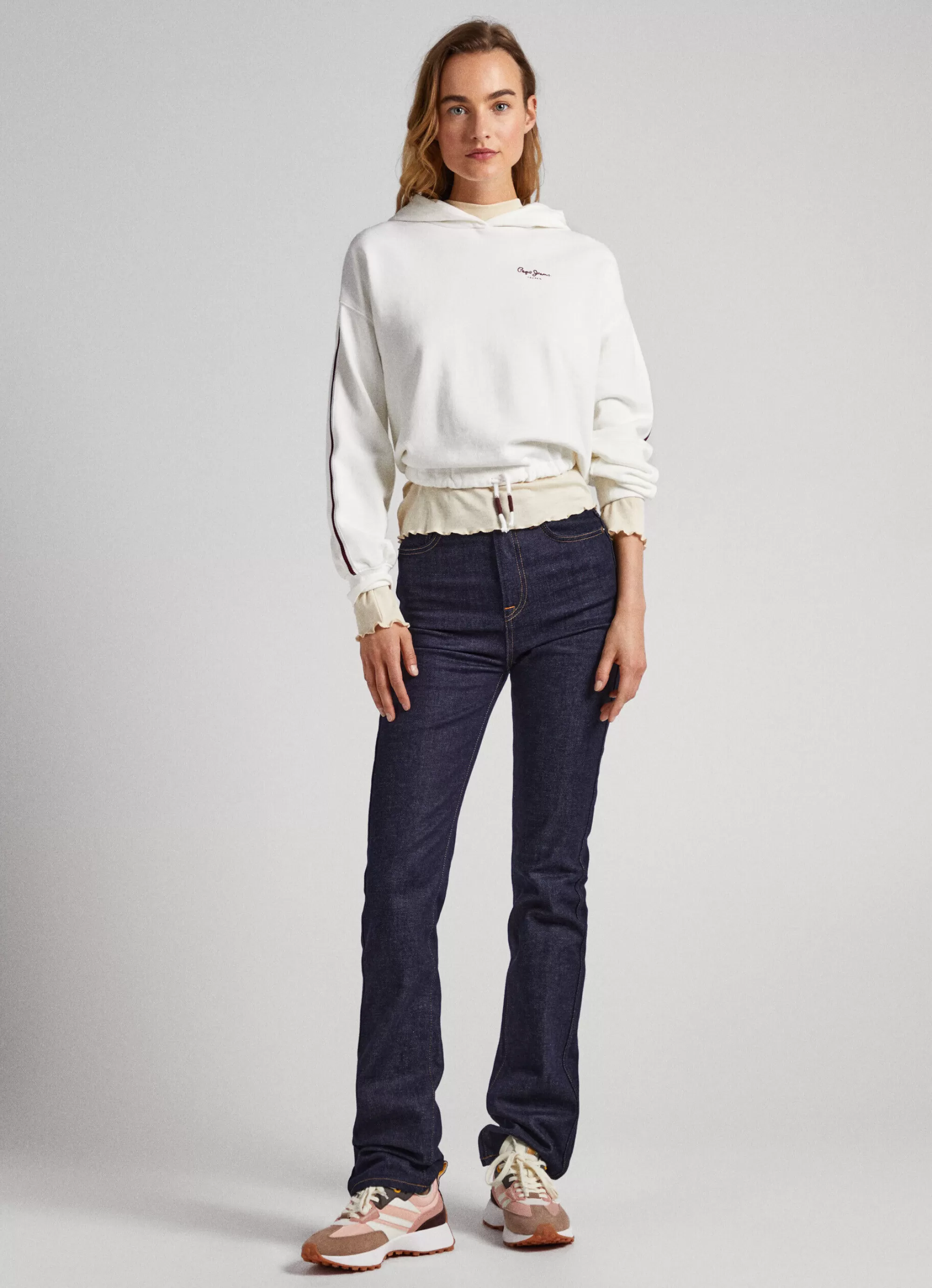 Mulher Pepe Jeans Sweatshirts>Sweatshirt Com Capuz Cropped Fit