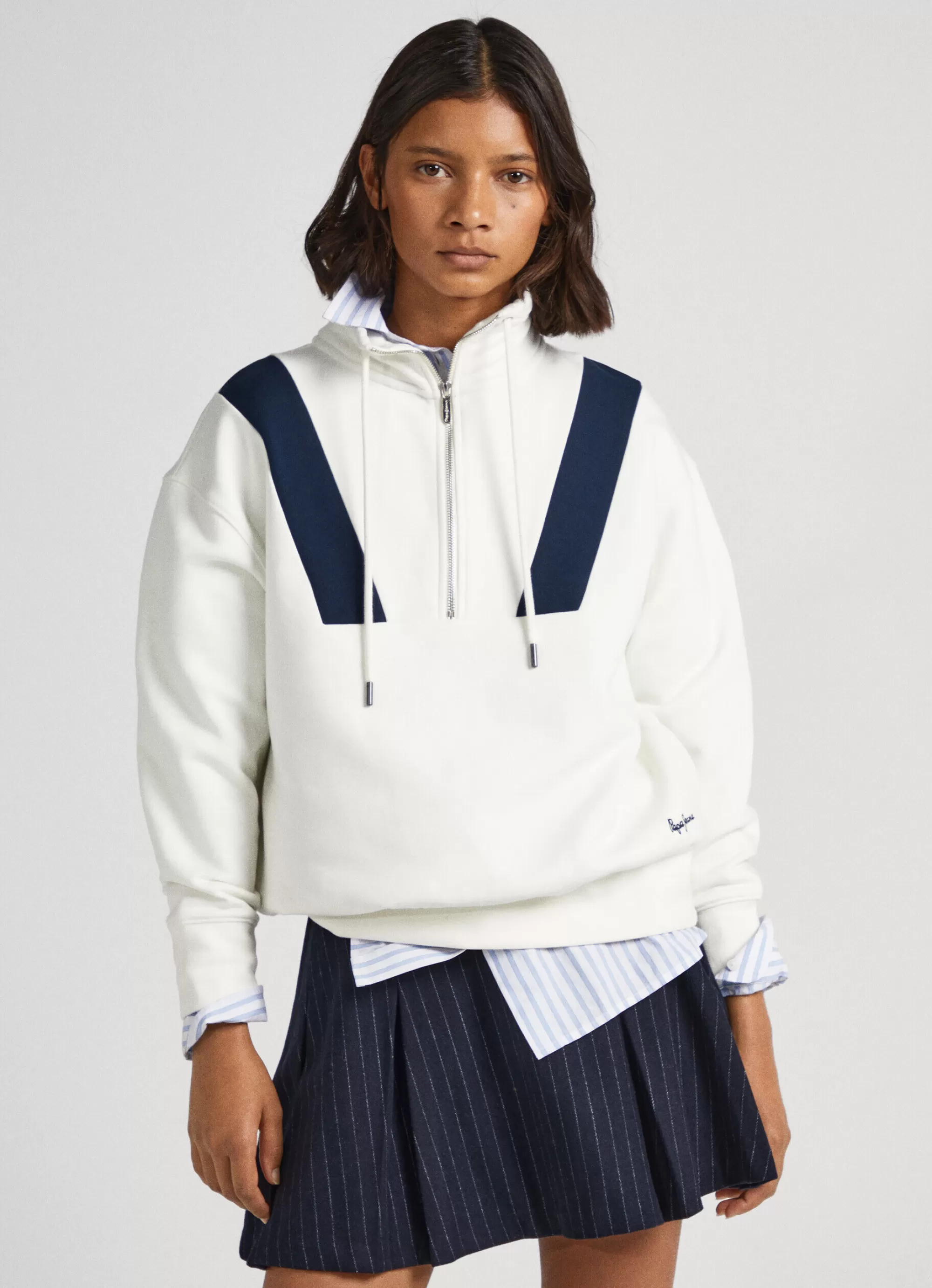 Mulher Pepe Jeans Sweatshirts>Sweatshirt Com Meio Fecho