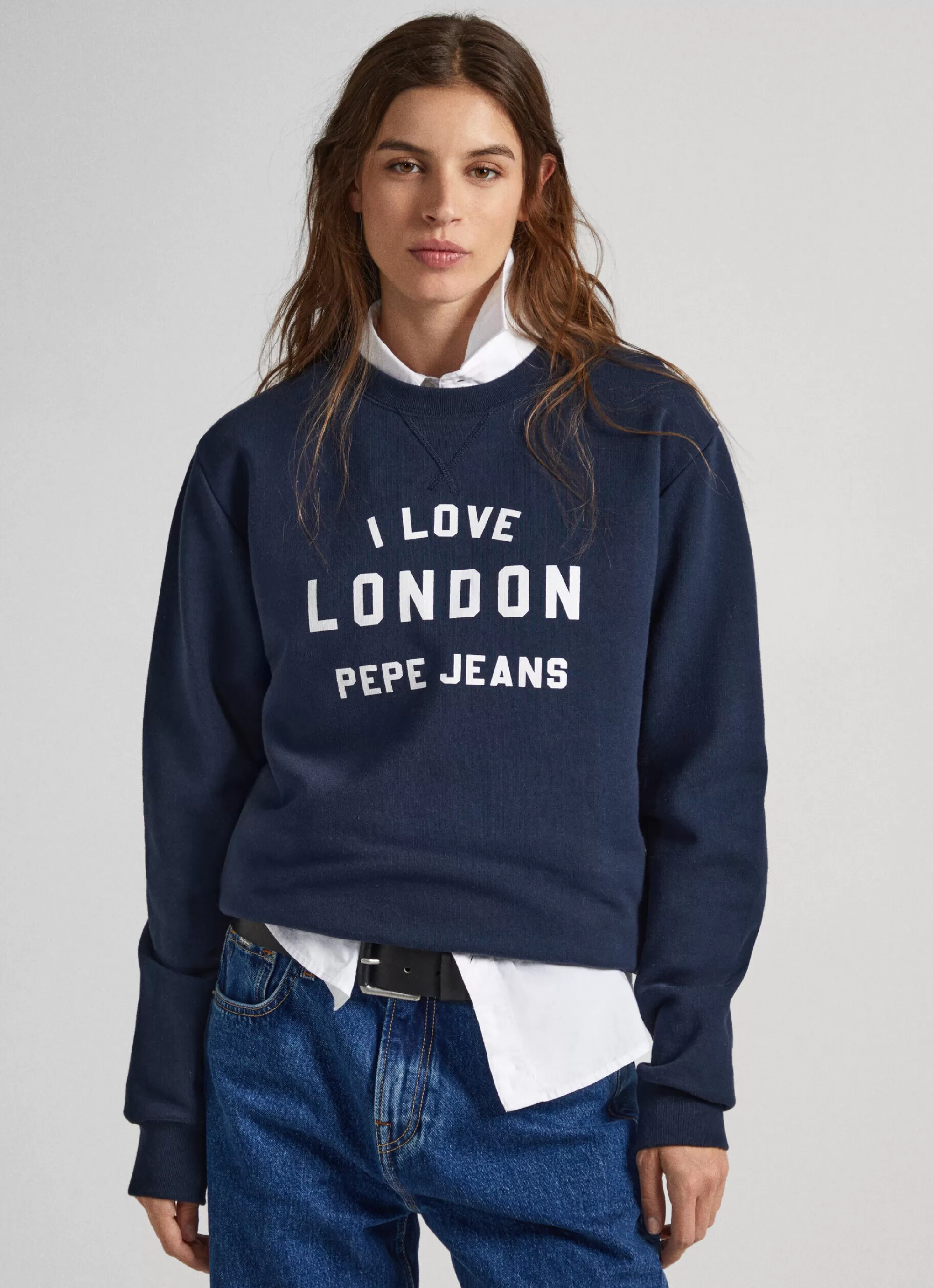 Mulher Pepe Jeans Sweatshirts>Sweatshirt Unisexo Gola Redonda Estampada