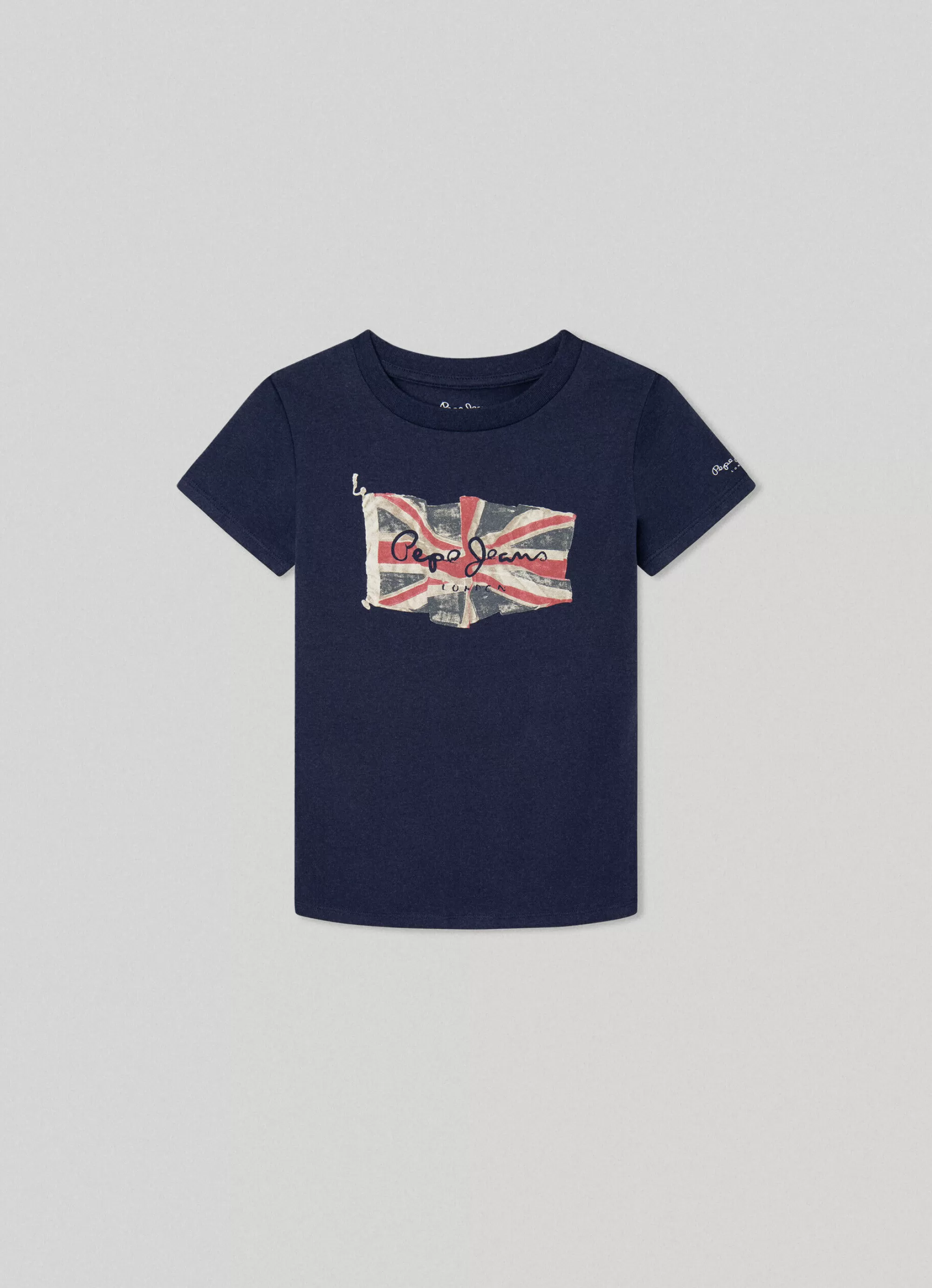 Rapaz Pepe Jeans T-Shirts>T-Shirt Algodao Logo Bandeira